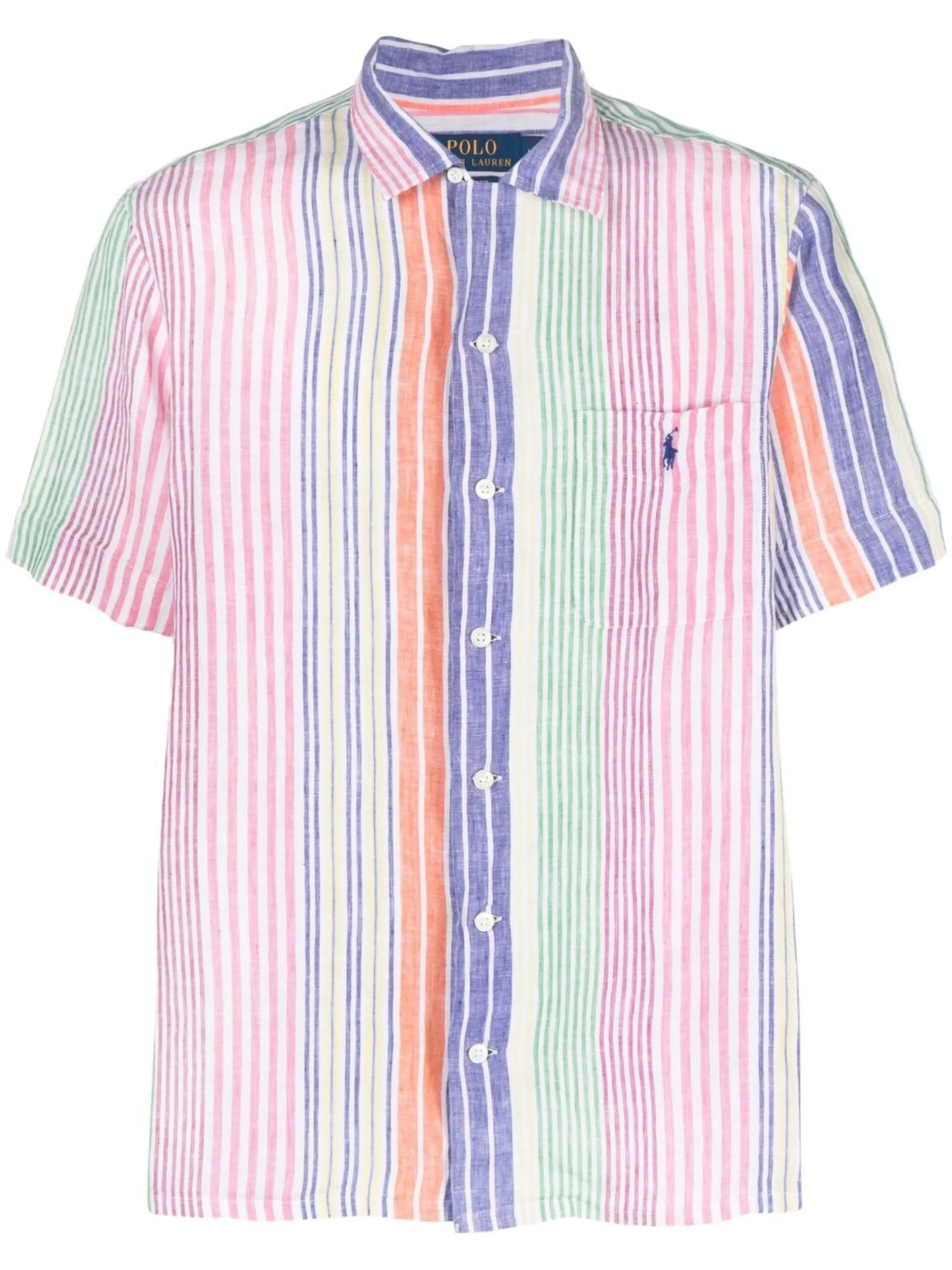 striped short-sleeve linen shirt