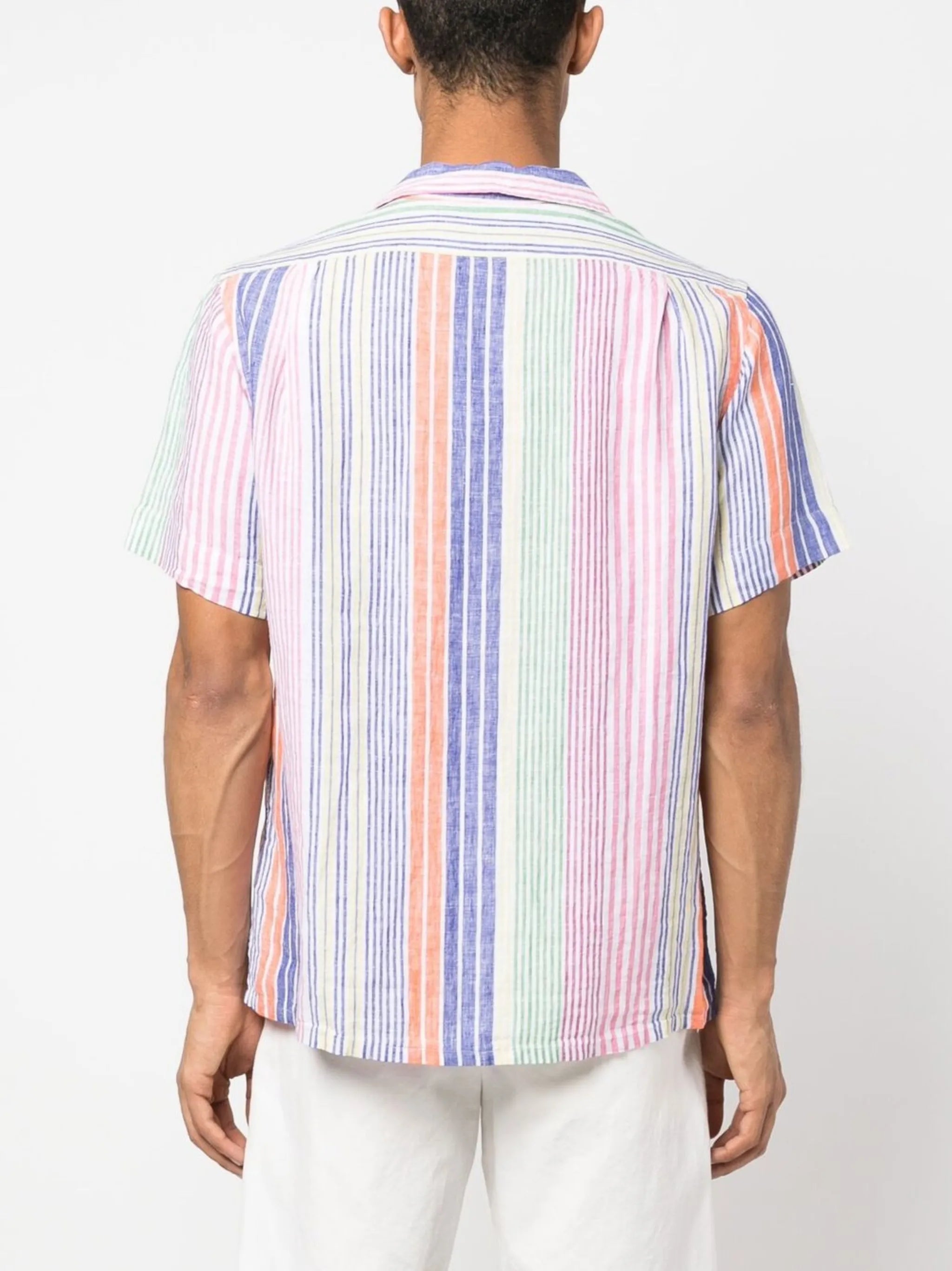striped short-sleeve linen shirt