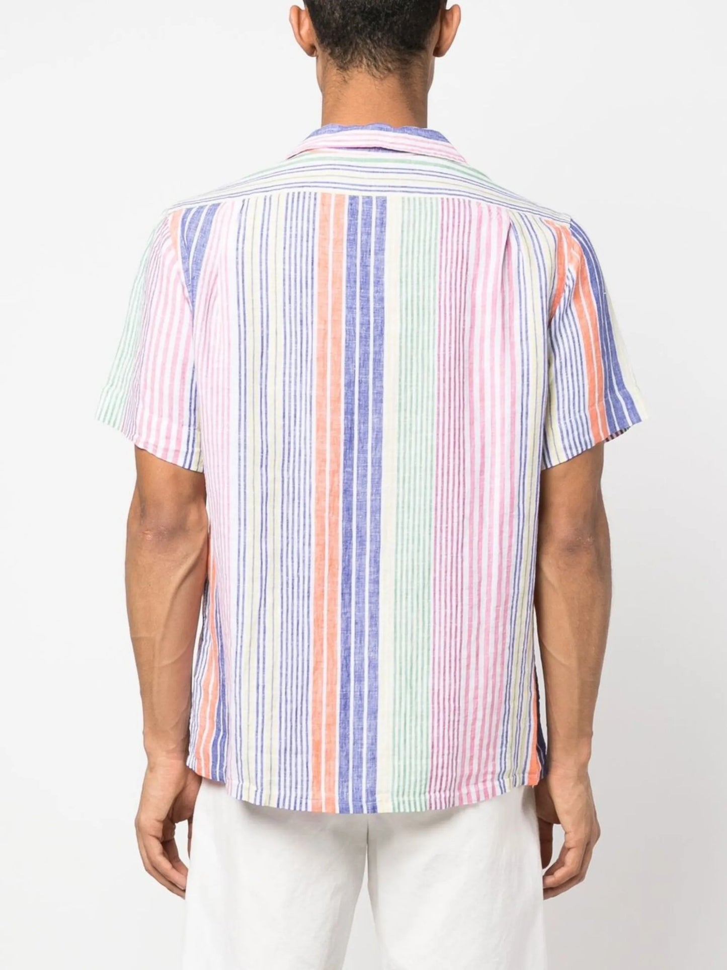 striped short-sleeve linen shirt