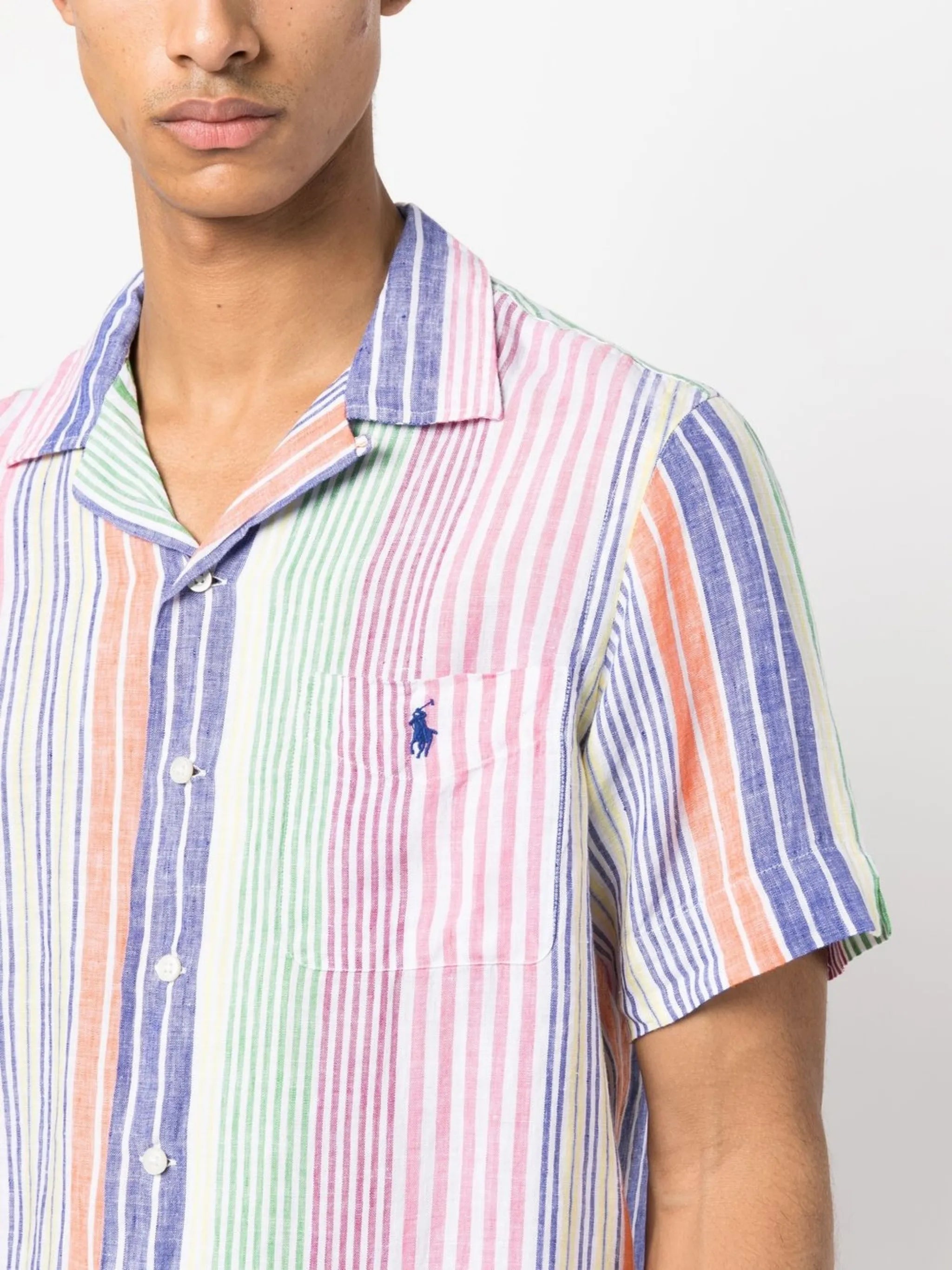 striped short-sleeve linen shirt
