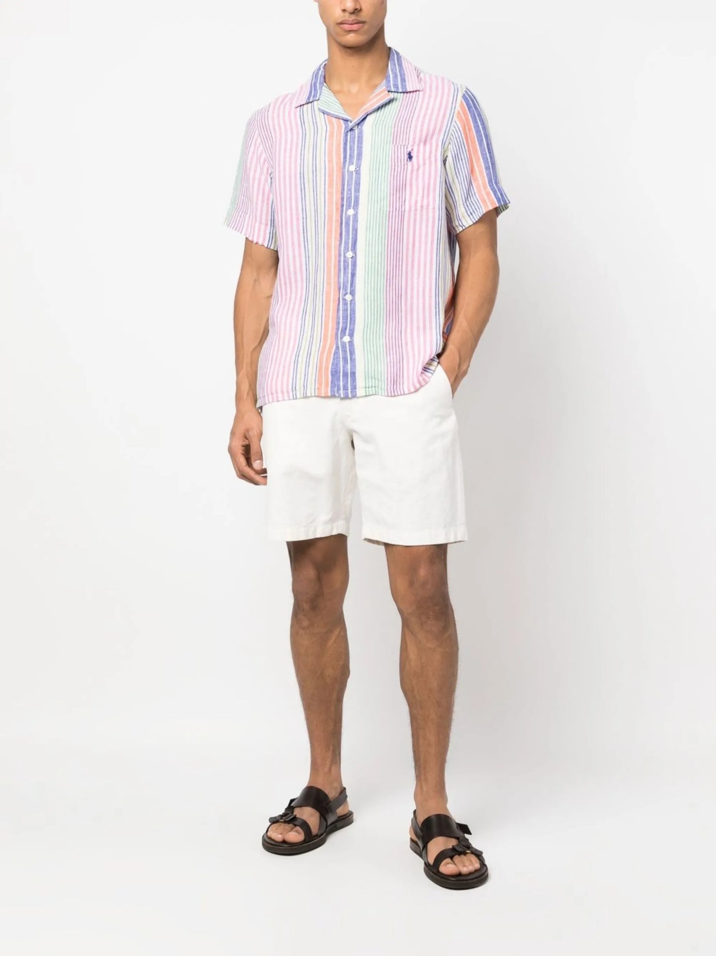 striped short-sleeve linen shirt
