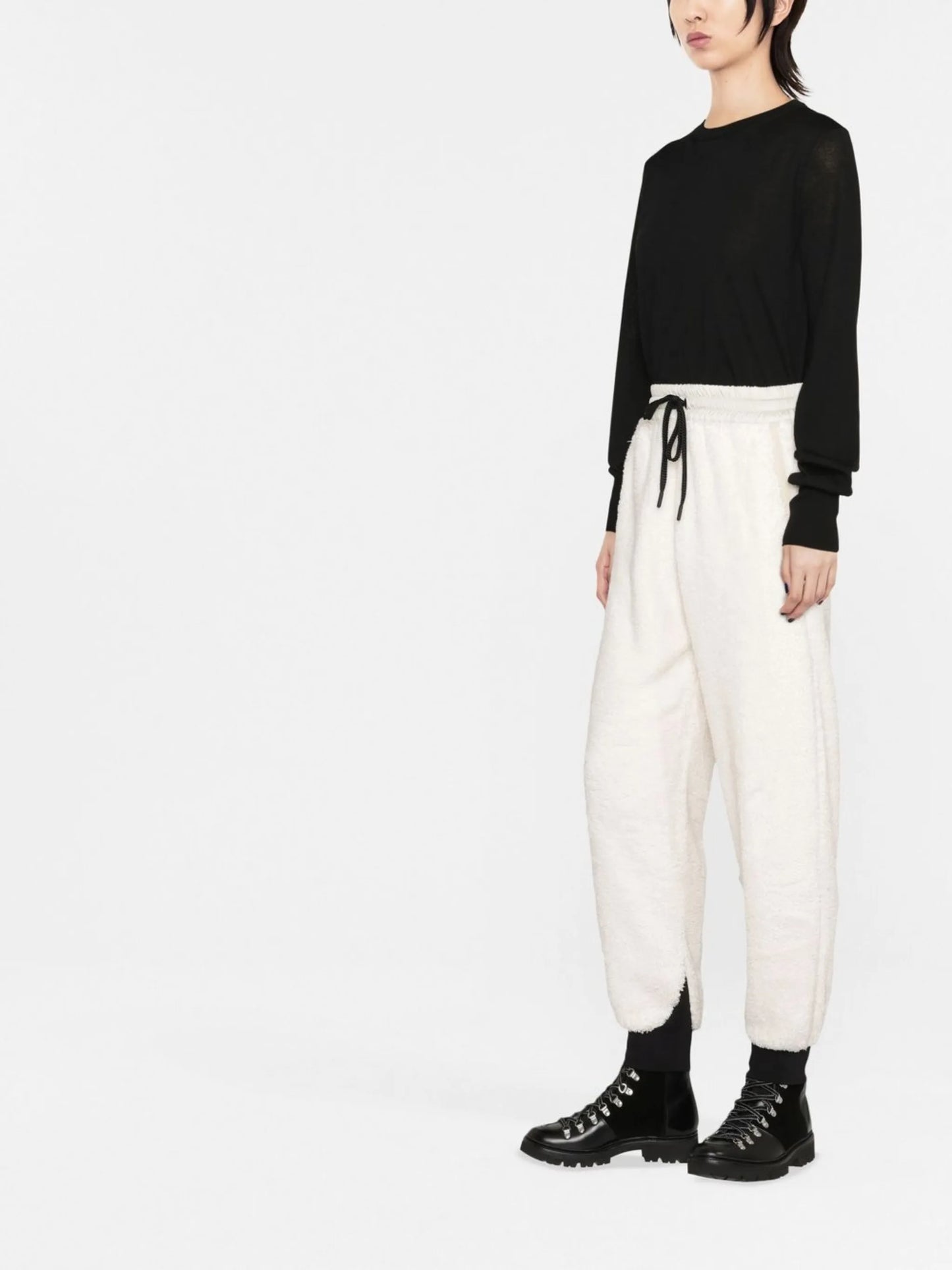 textured tapered-leg track pants
