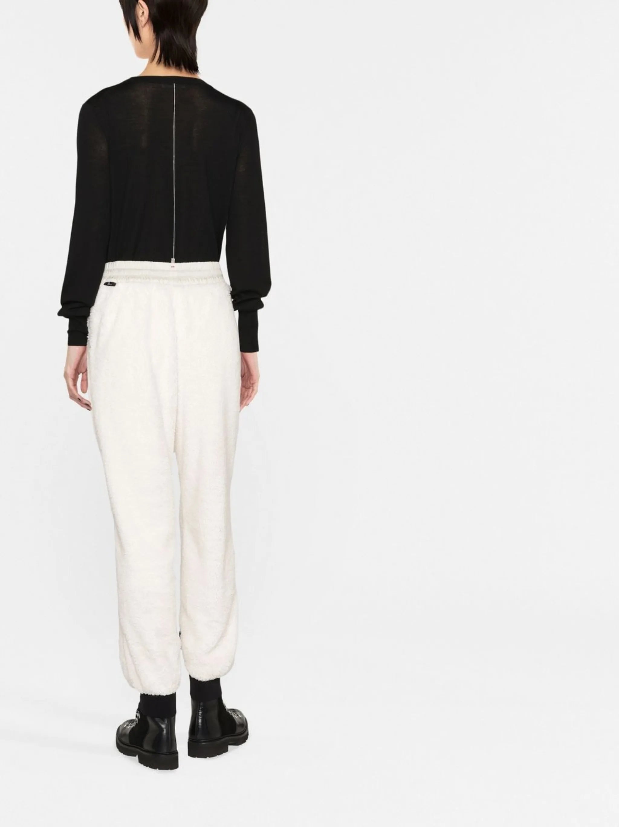 textured tapered-leg track pants