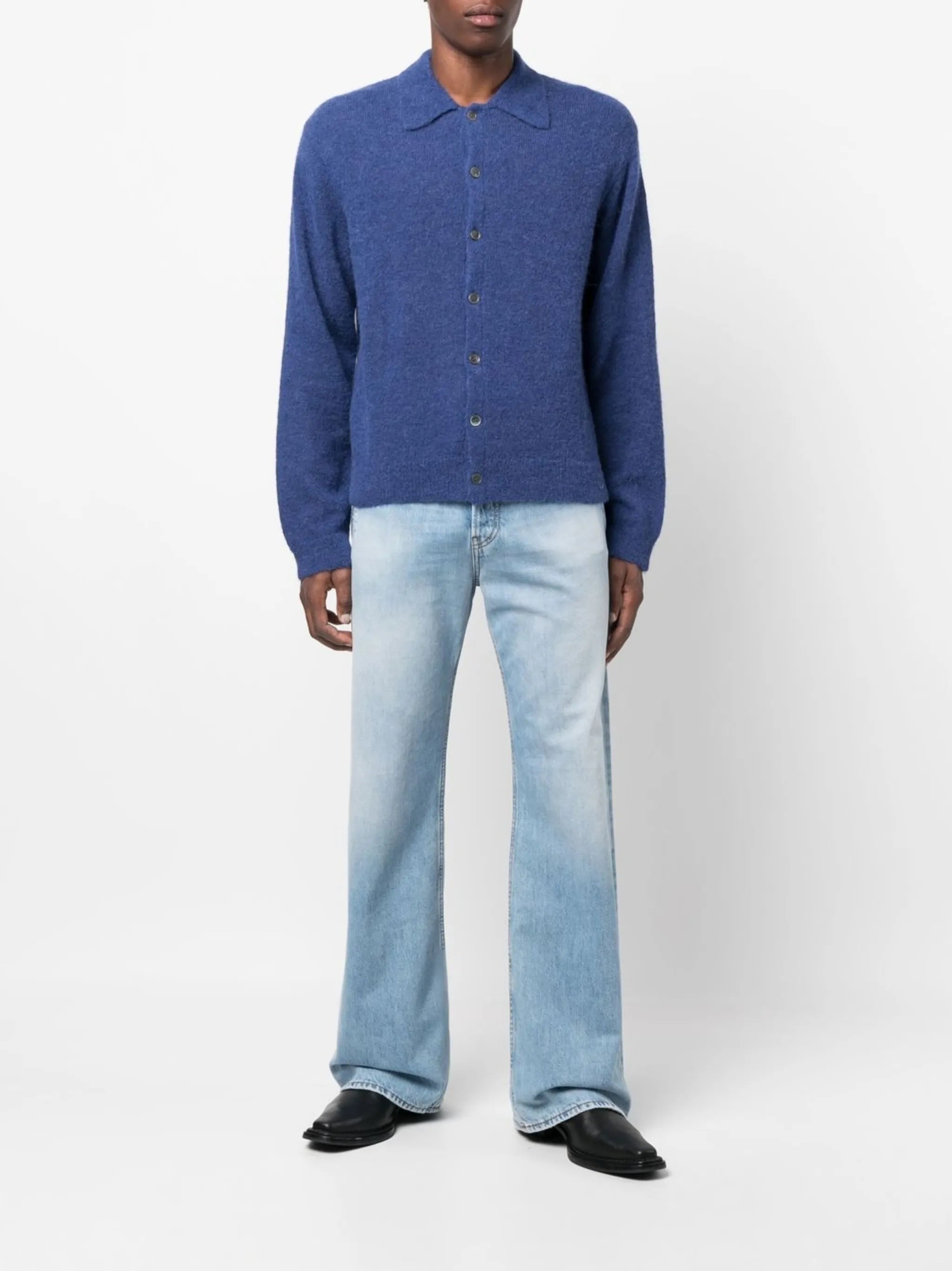 fine-knit button-up cardigan