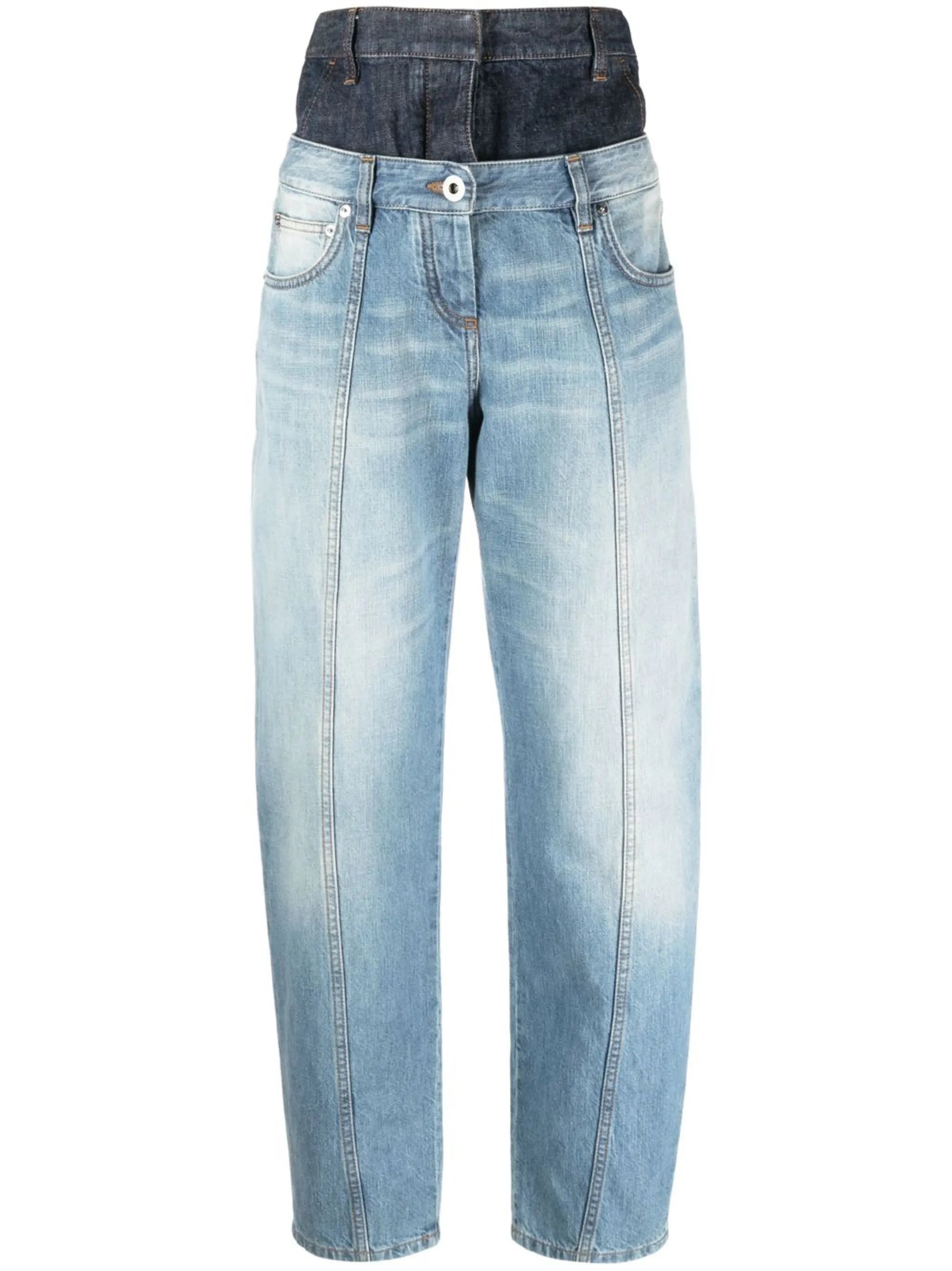 double-layered tapered jeans