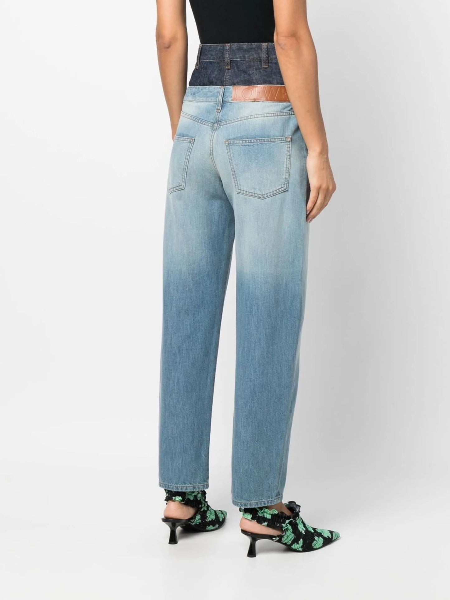 double-layered tapered jeans