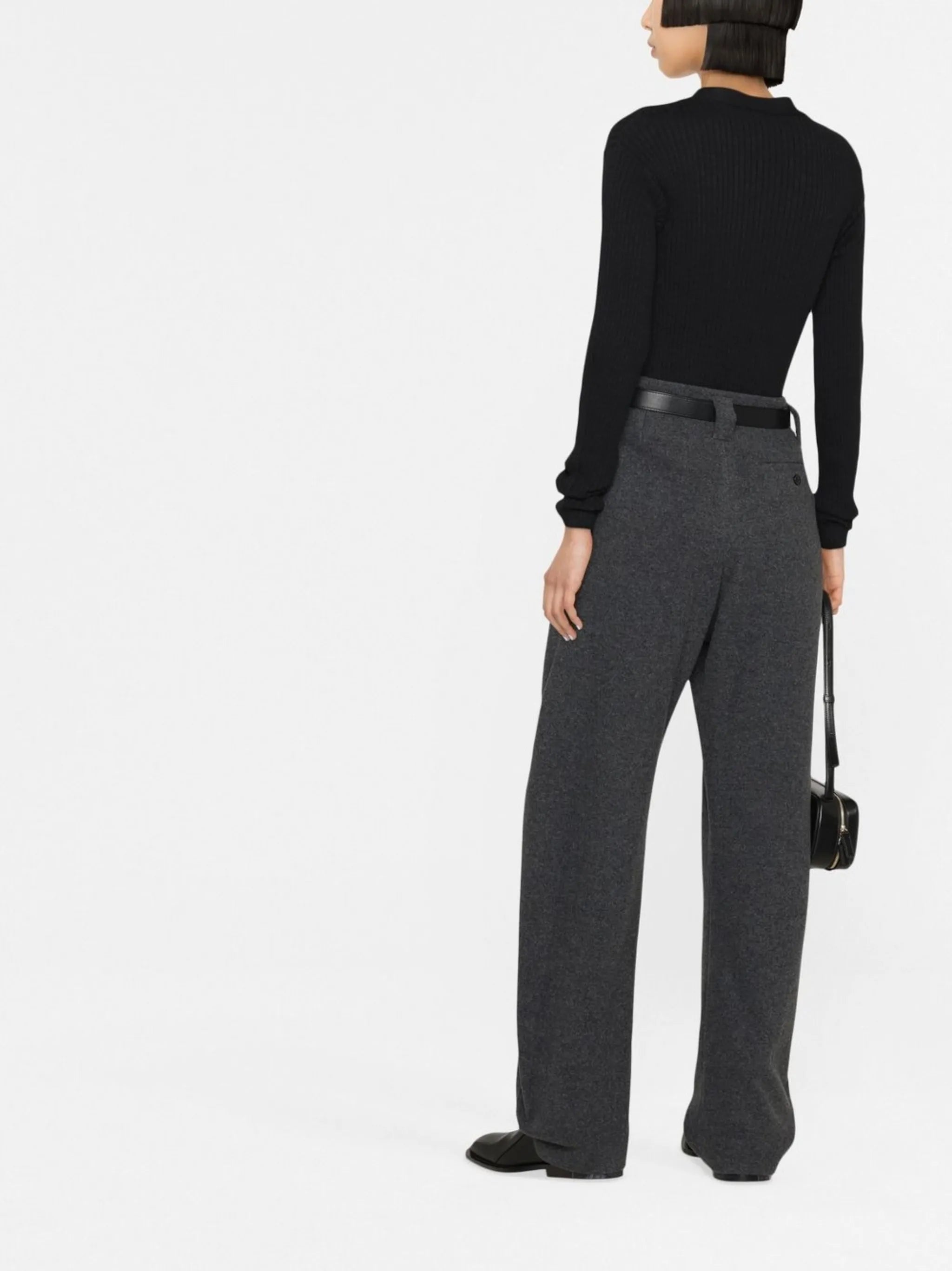 high-waisted wool trousers