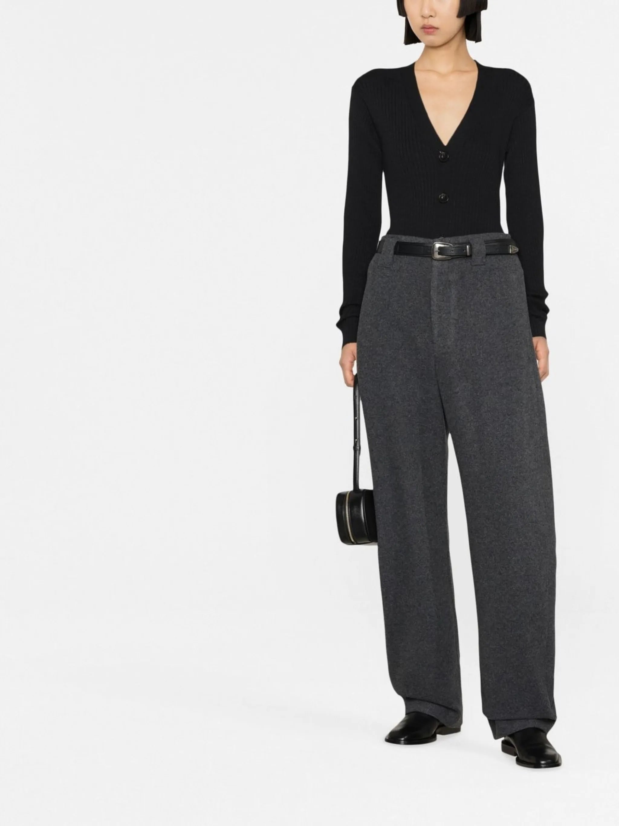 high-waisted wool trousers