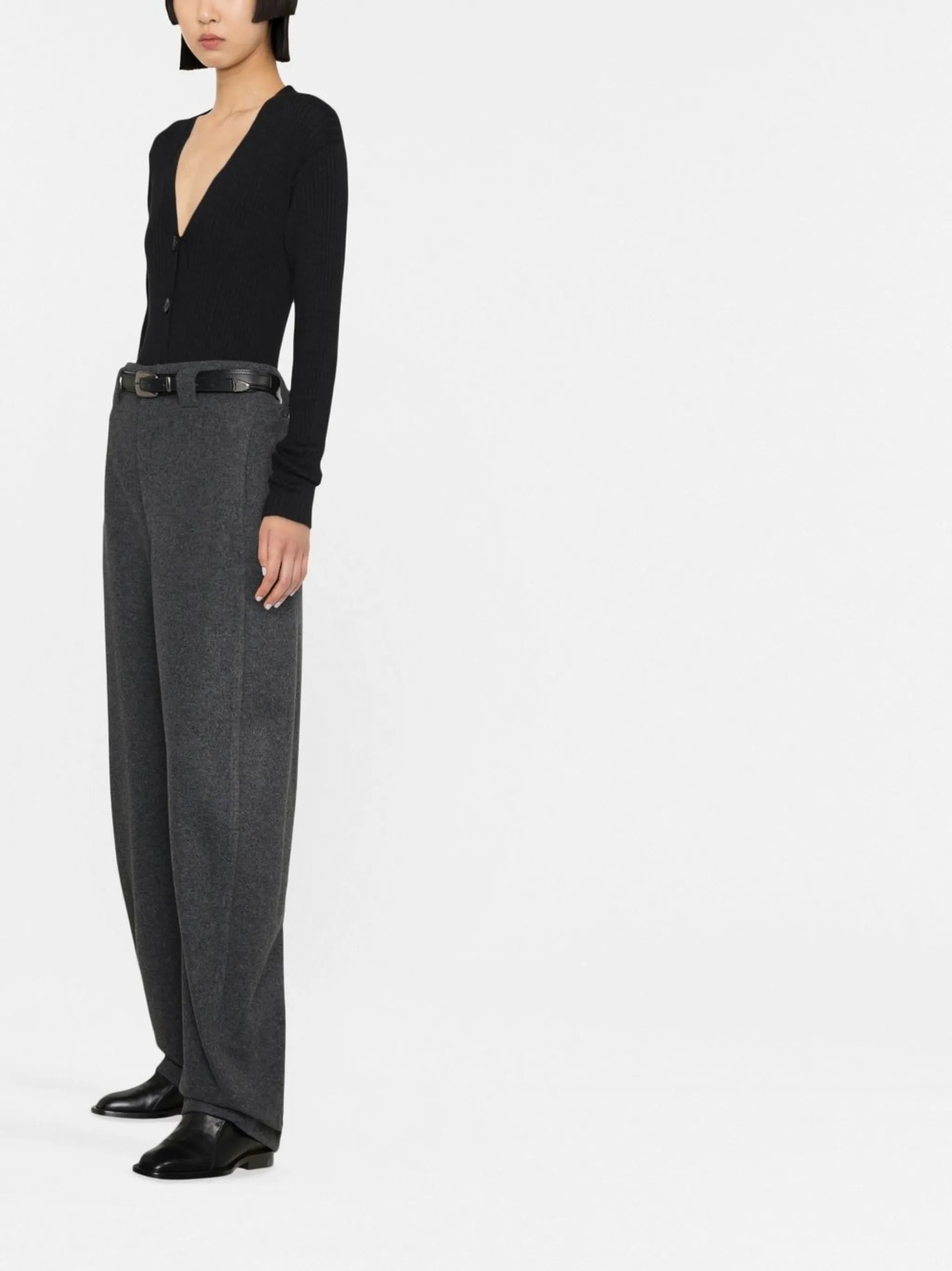high-waisted wool trousers
