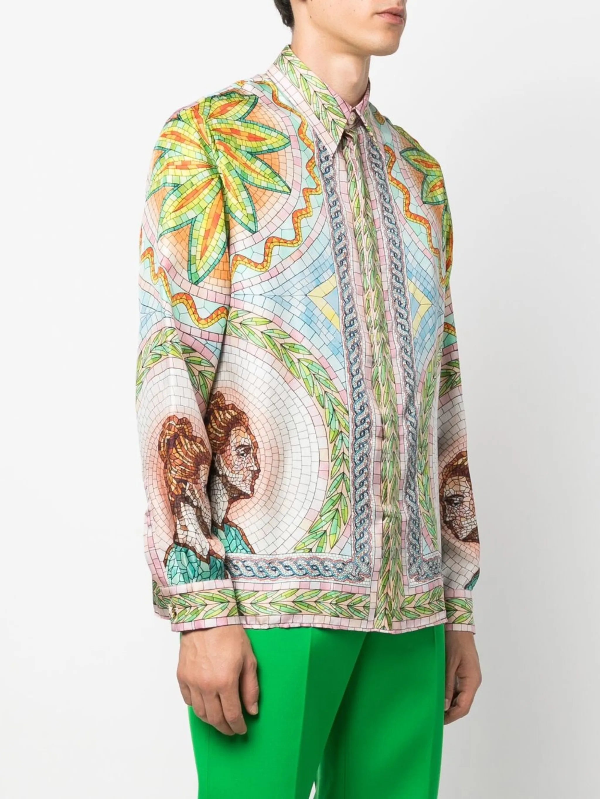 graphic-print silk shirt