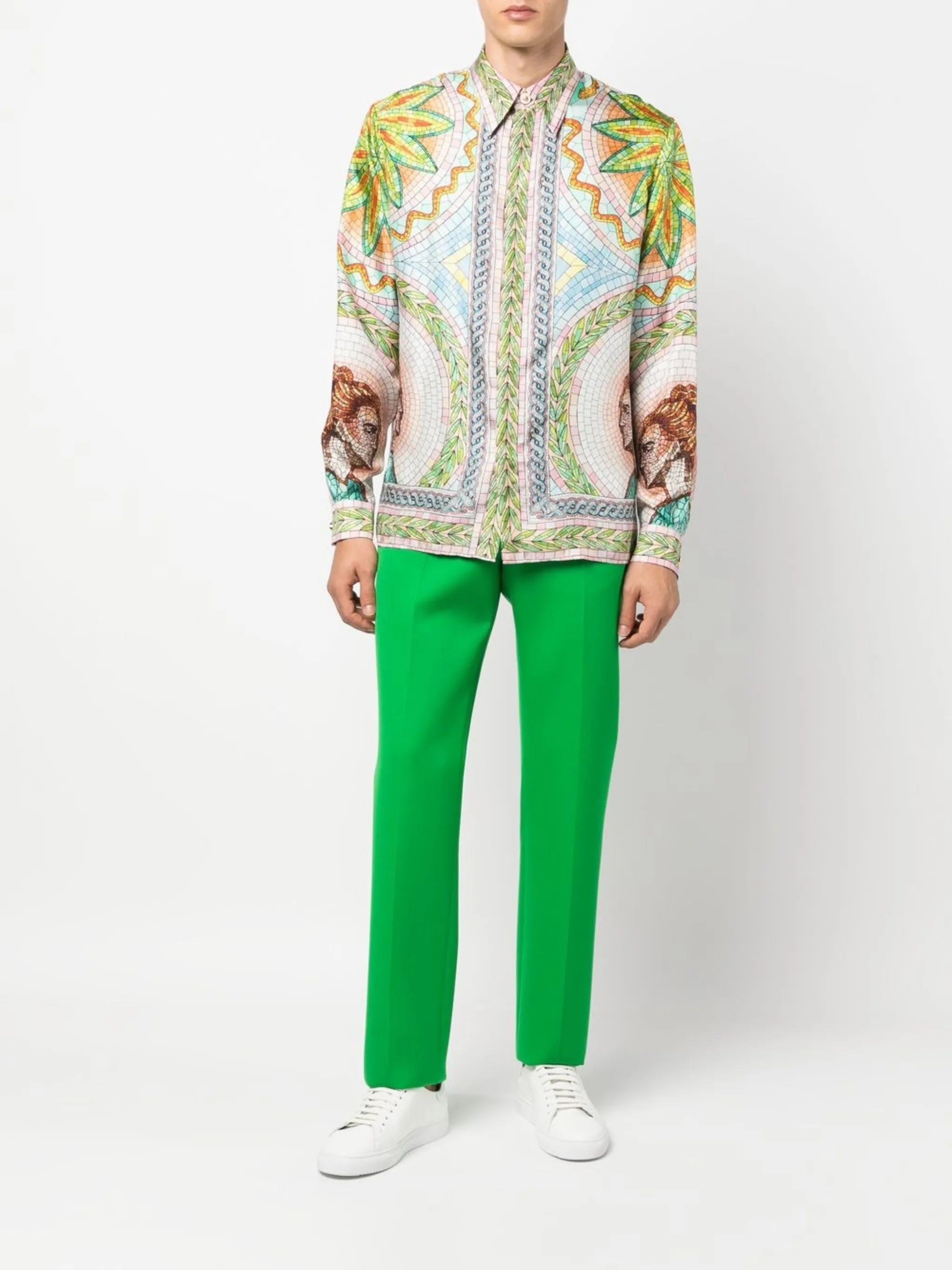 graphic-print silk shirt