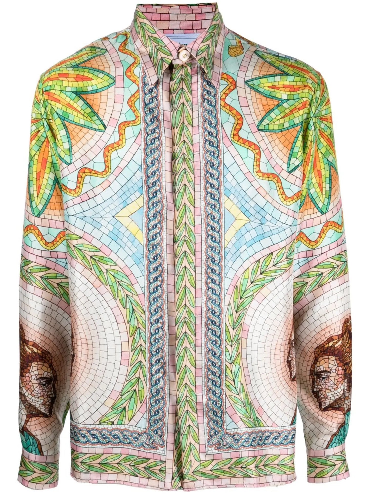 graphic-print silk shirt
