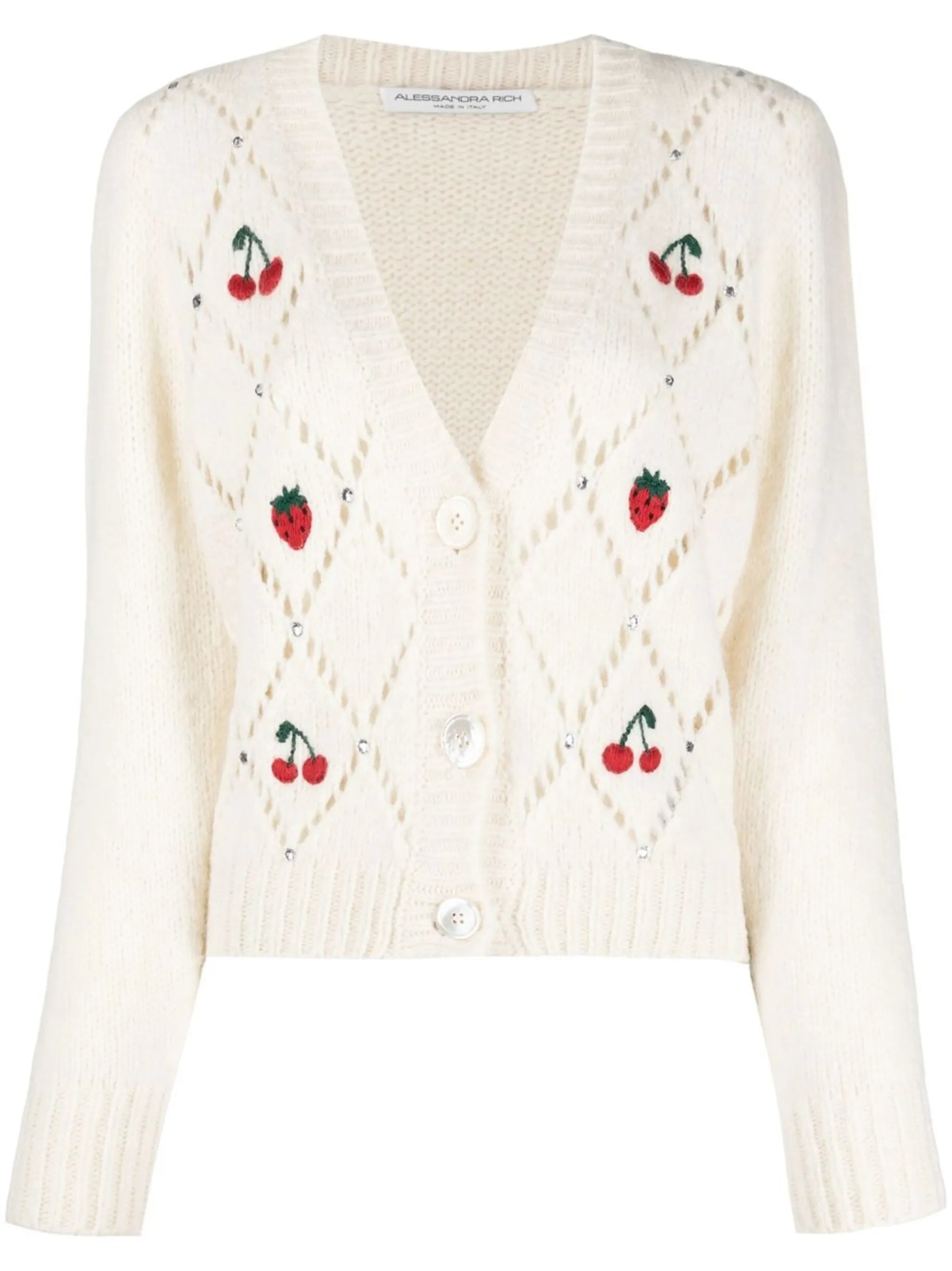 embroidered button-down cardigan