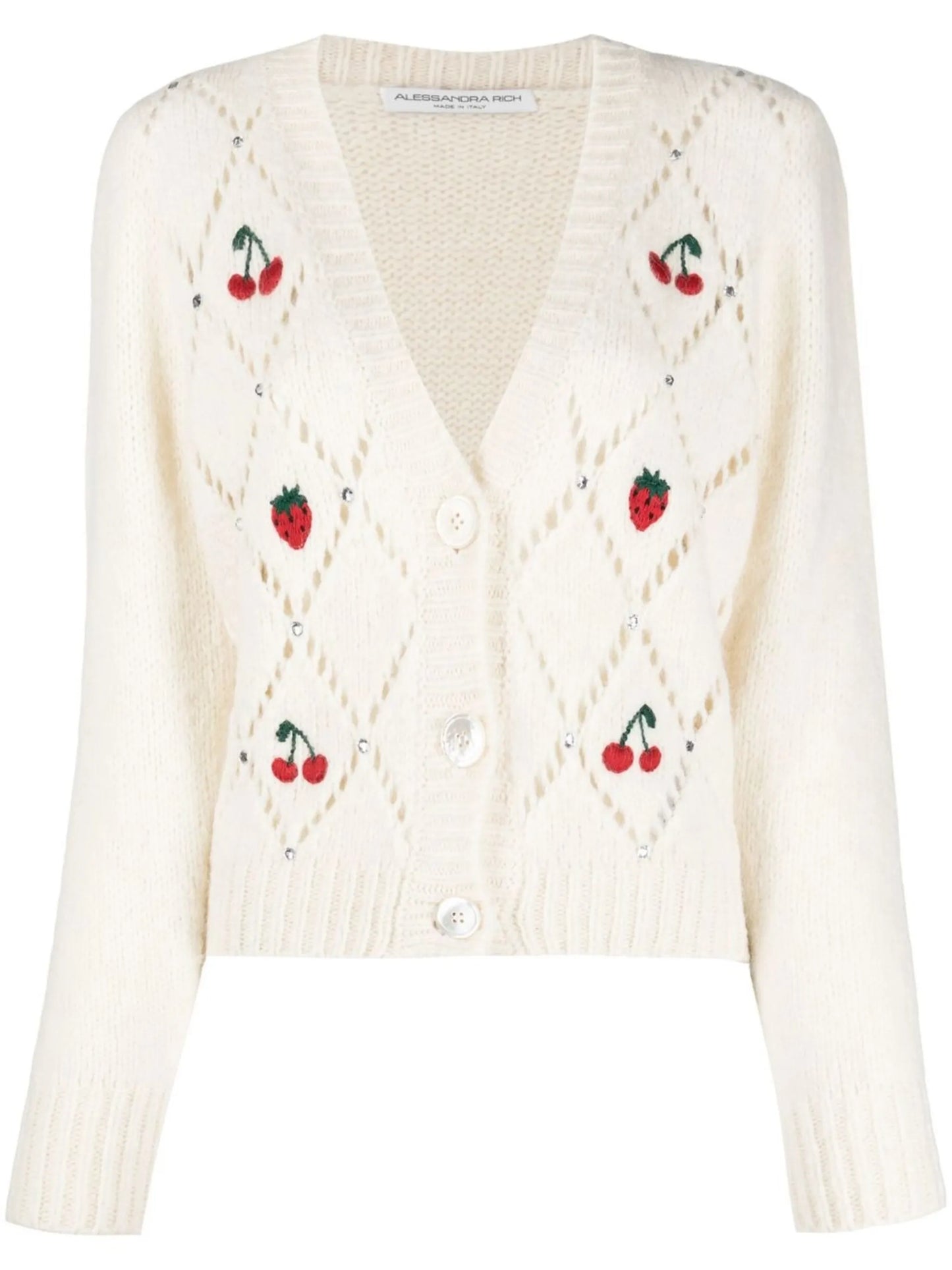 embroidered button-down cardigan