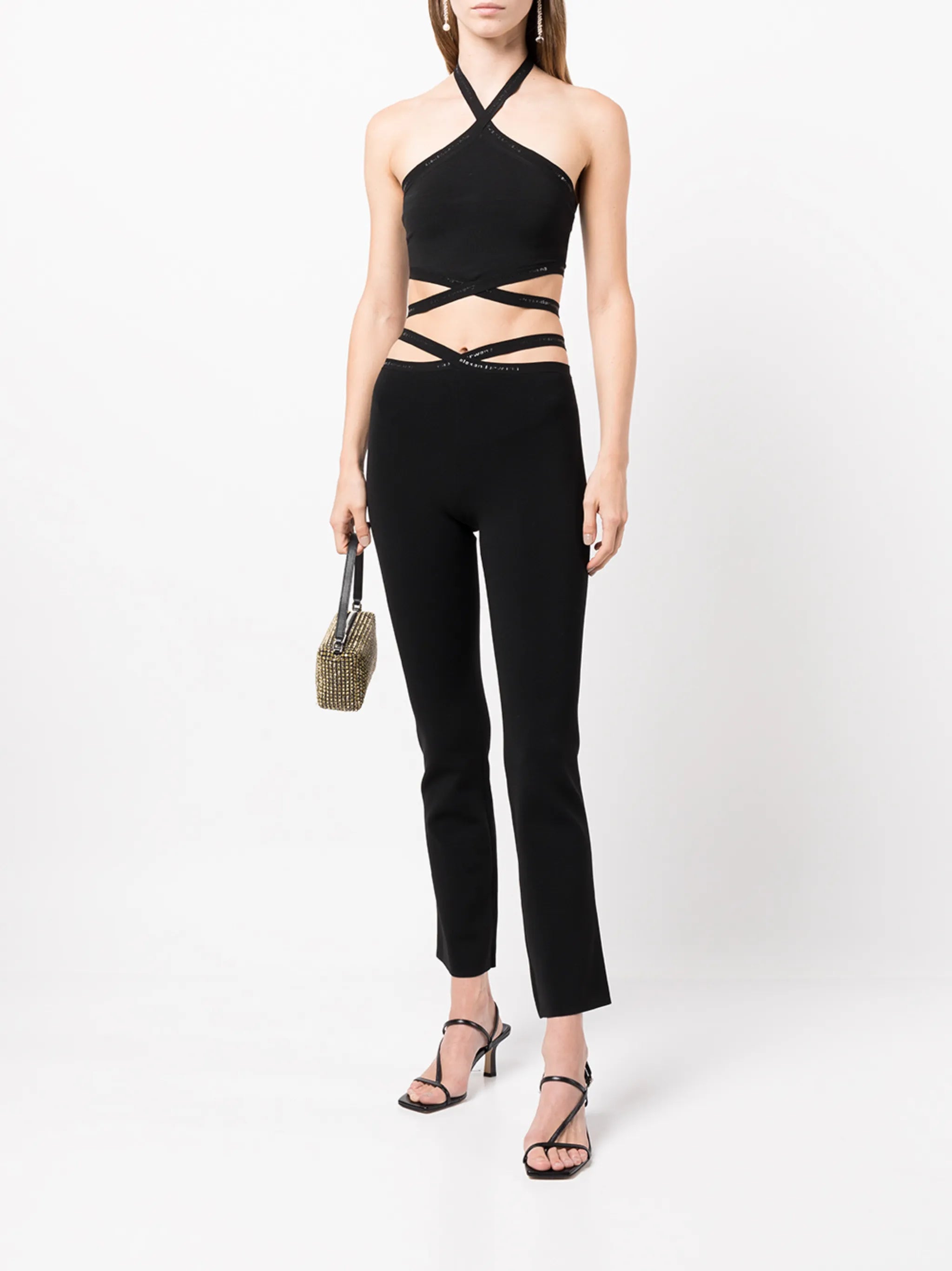 criss-cross logo-trim leggings
