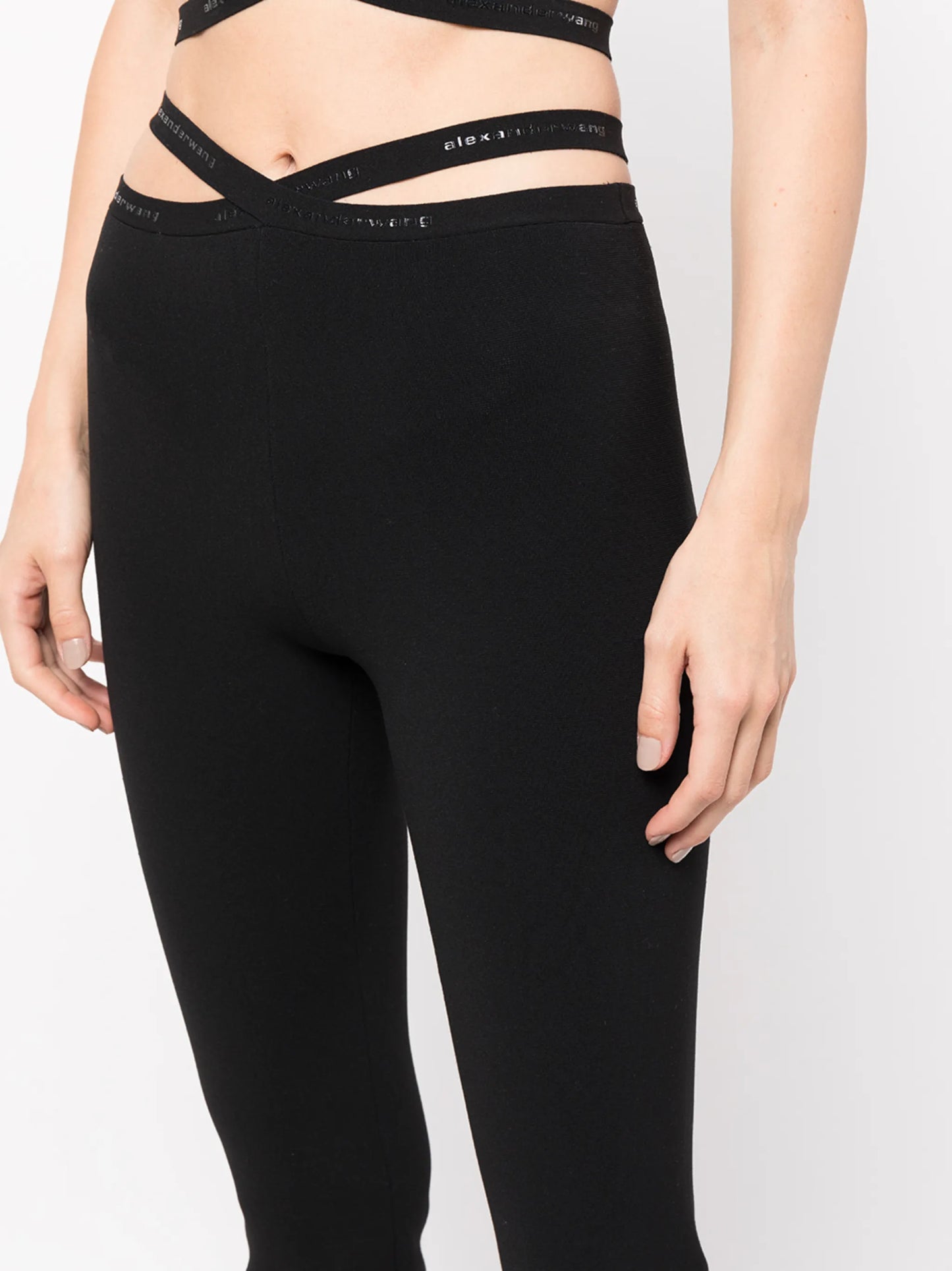 criss-cross logo-trim leggings