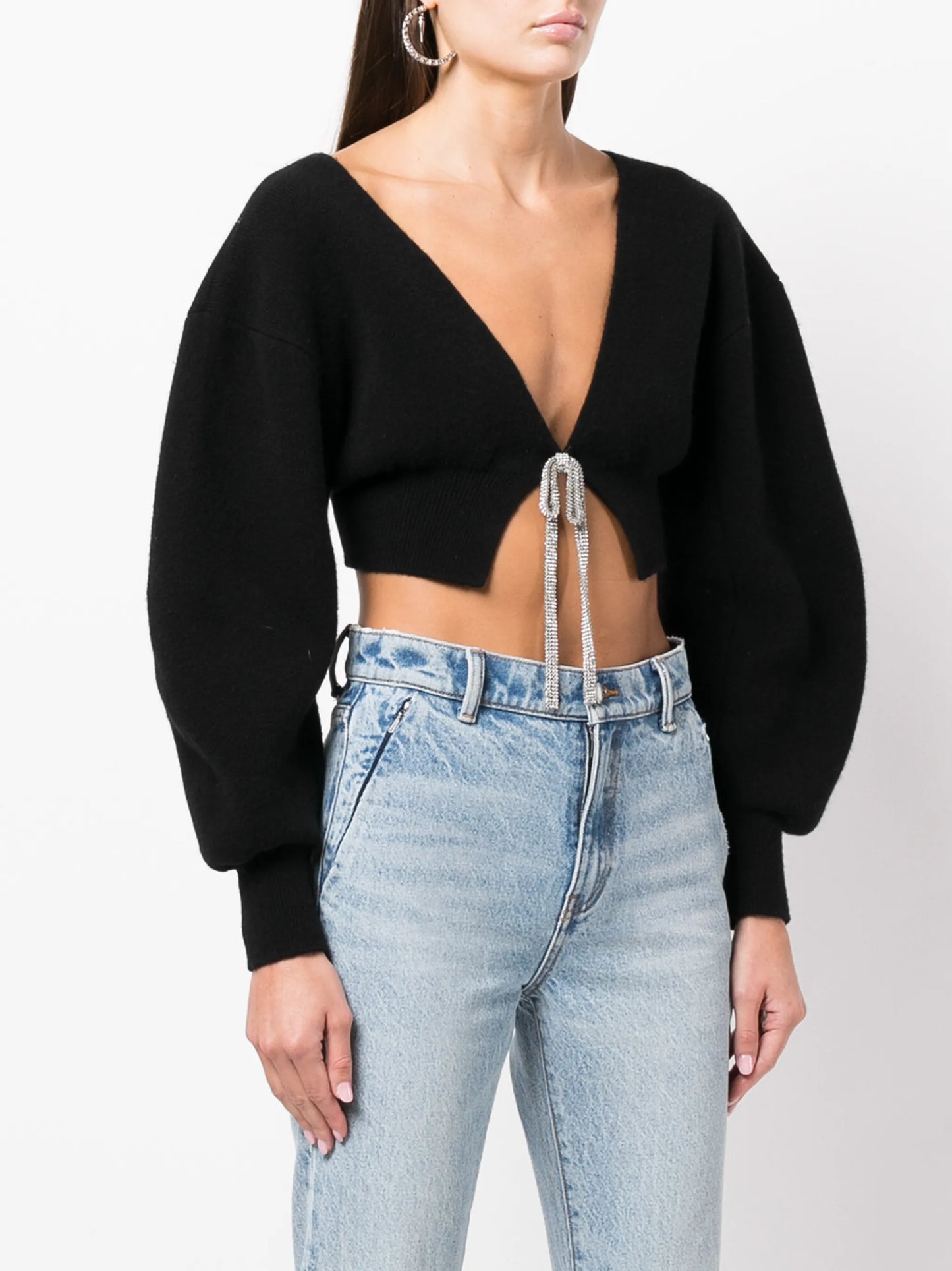 V-neck cropped cardigan