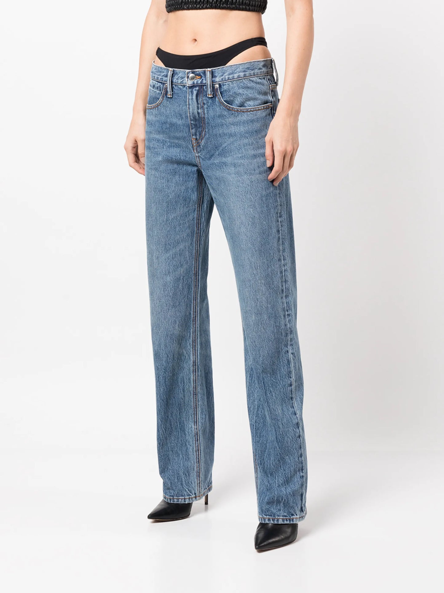 low-waisted thong jeans