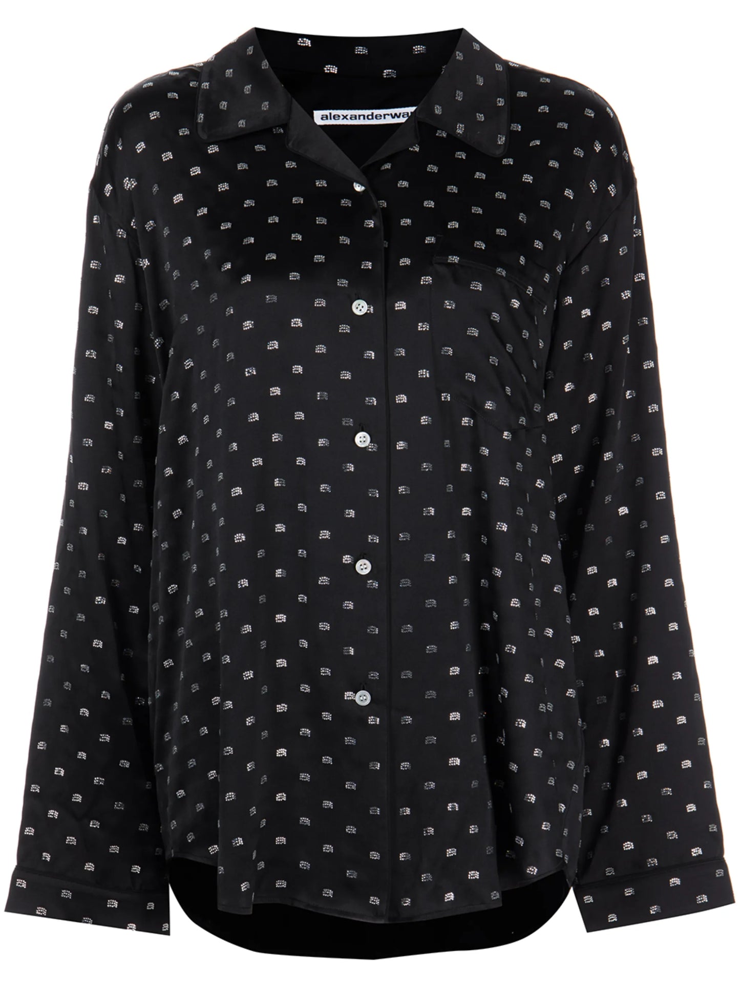 crystal-embellished silk pajama shirt
