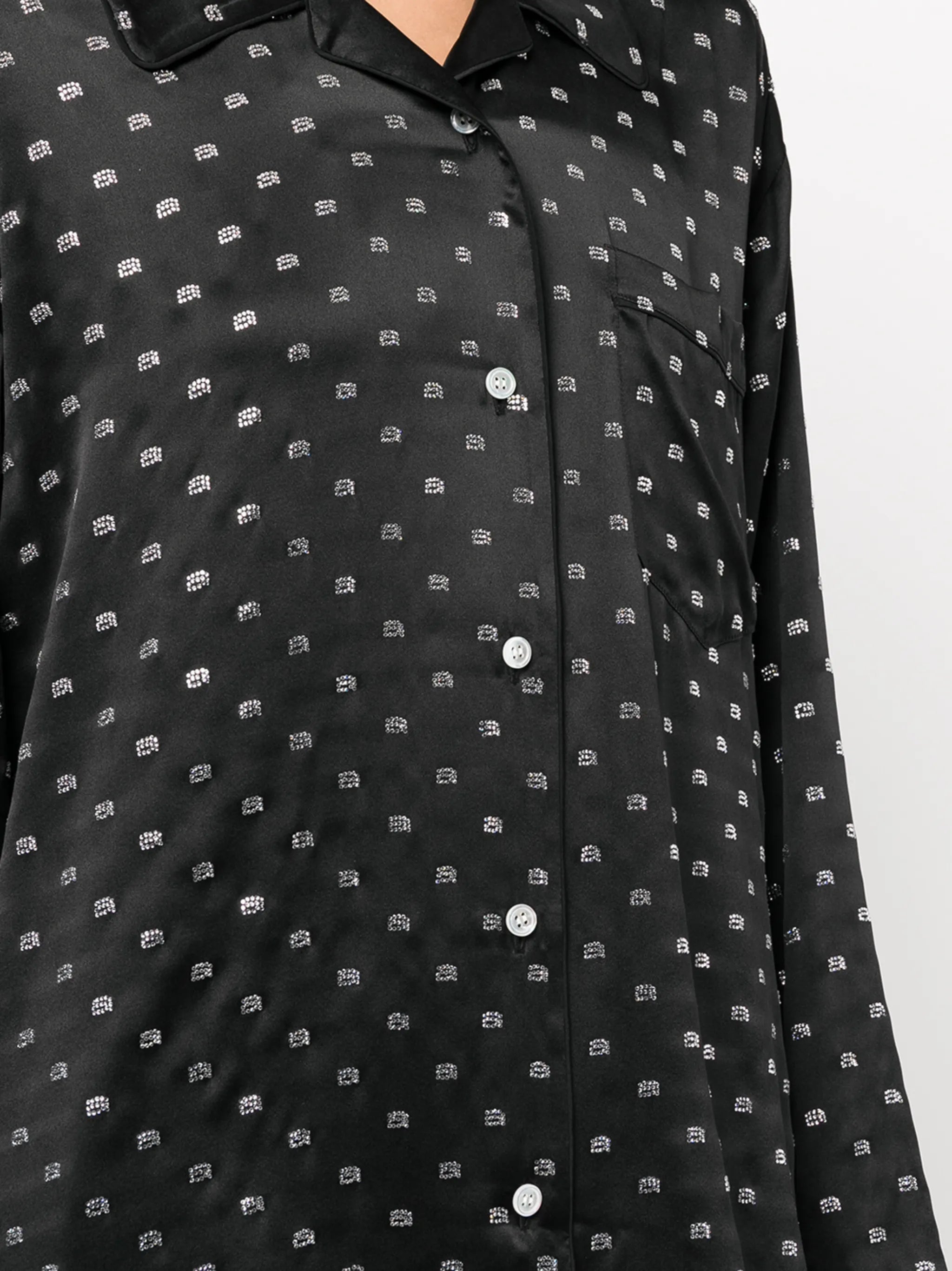 crystal-embellished silk pajama shirt