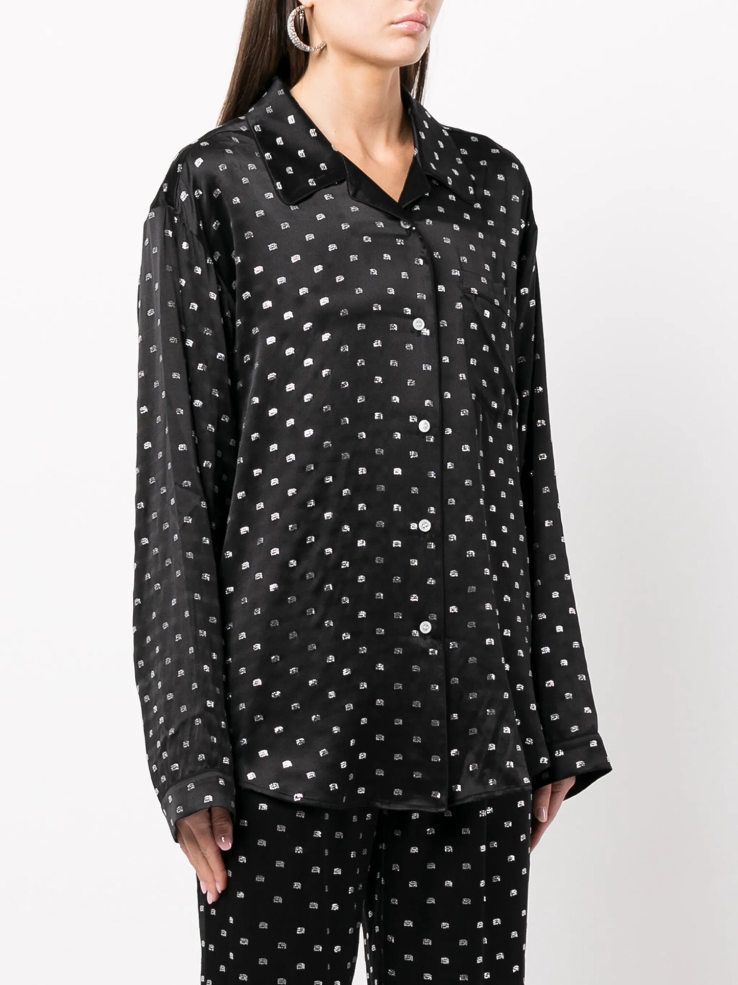 crystal-embellished silk pajama shirt