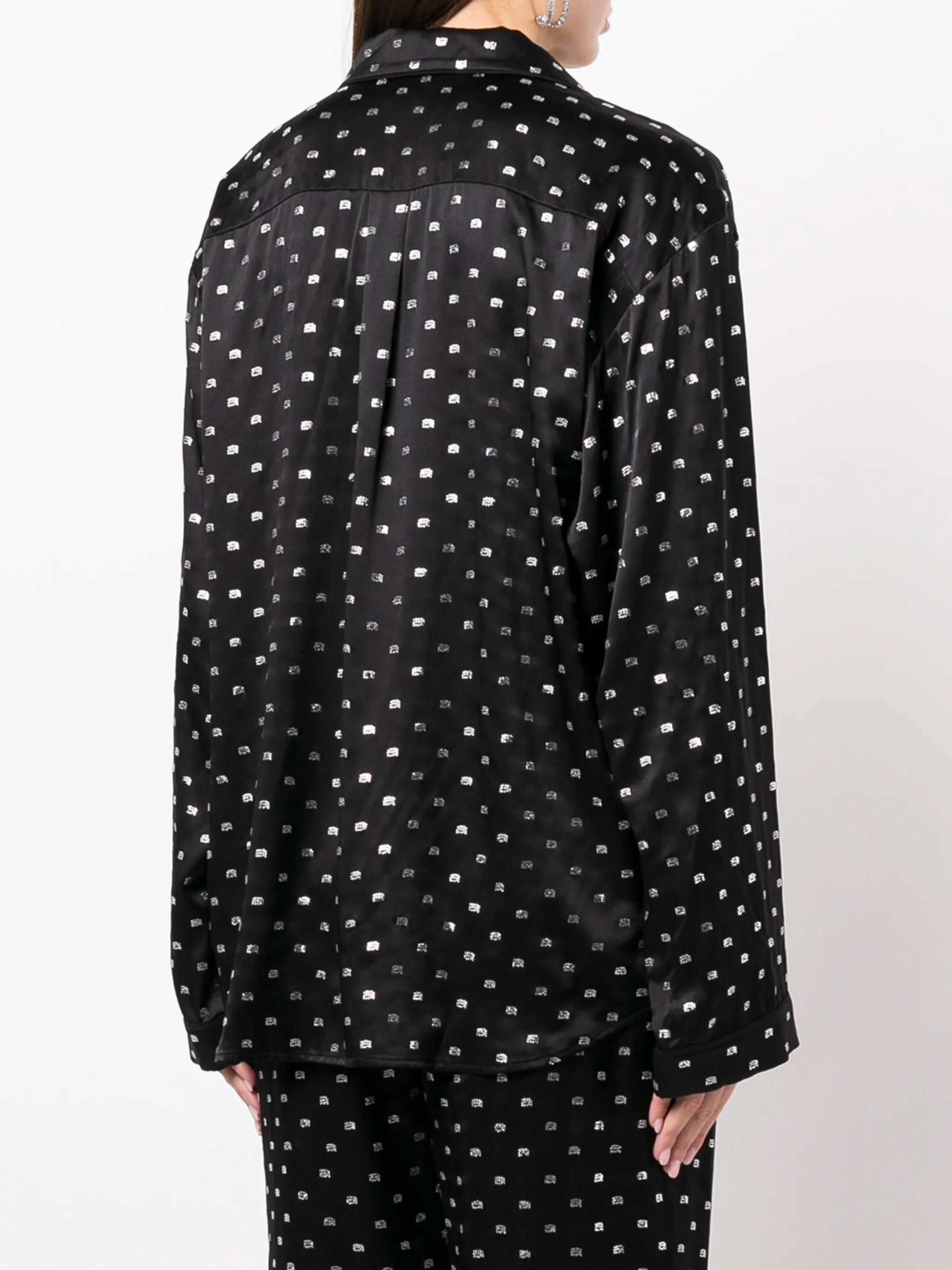 crystal-embellished silk pajama shirt