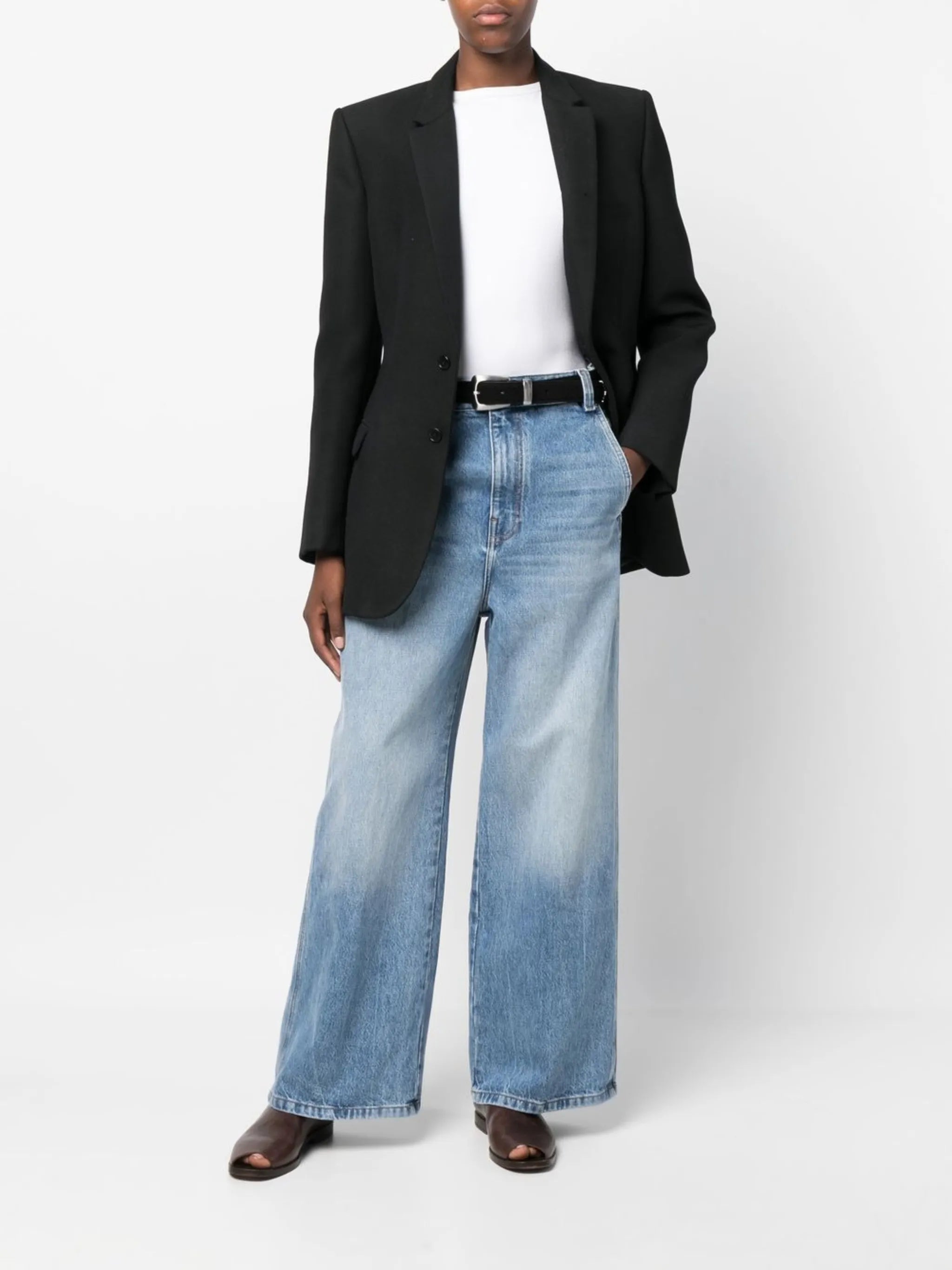 wide-leg denim jeans