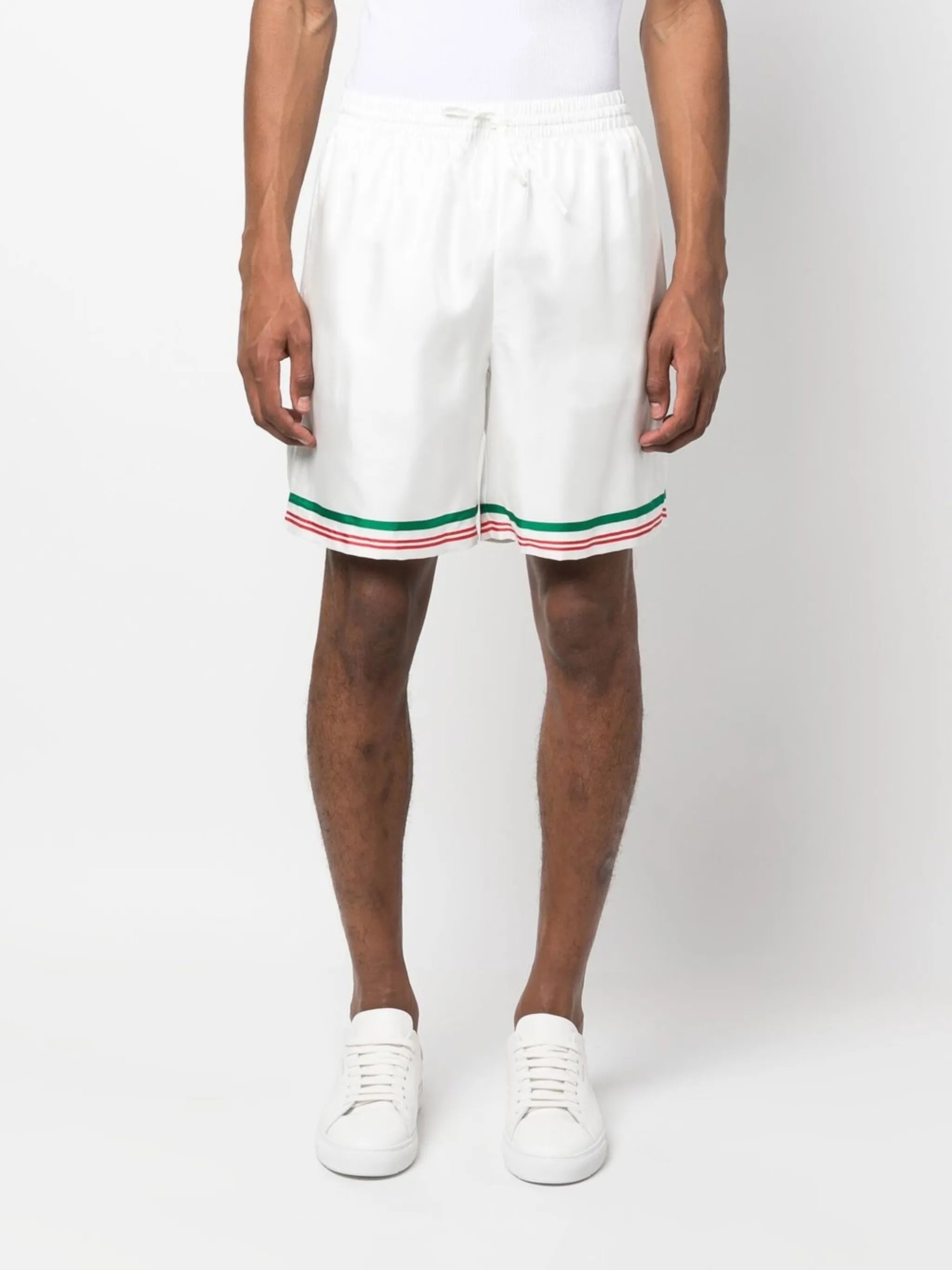 graphic-print silk shorts
