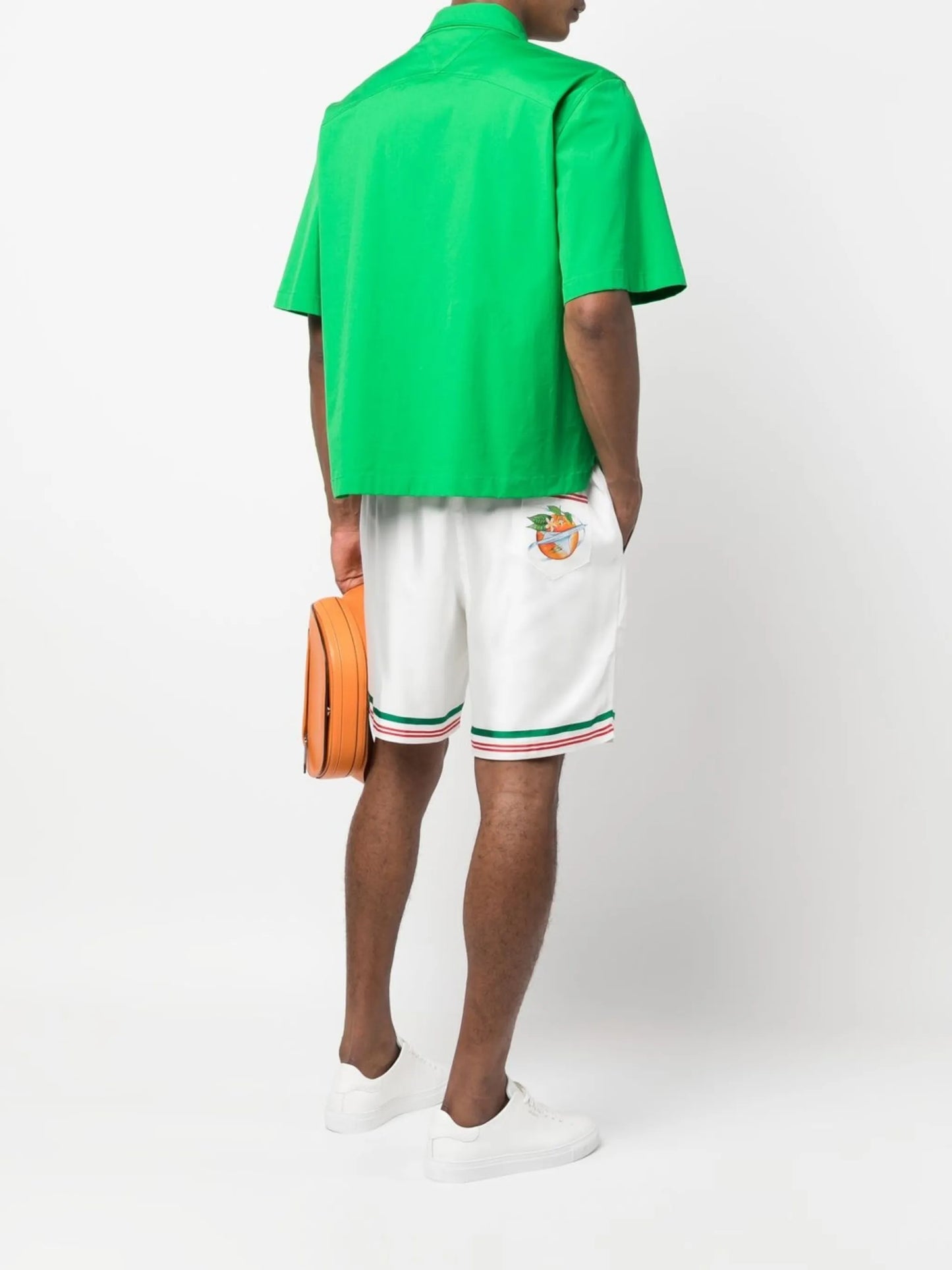 graphic-print silk shorts