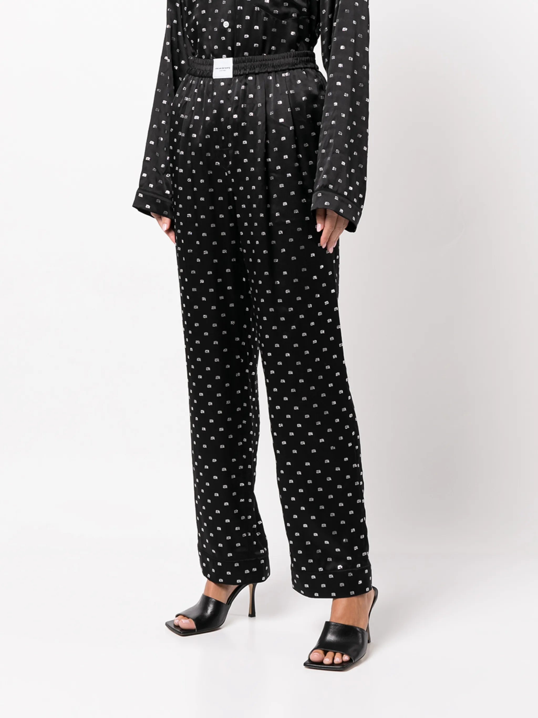 logo jacquard silk pajama trousers