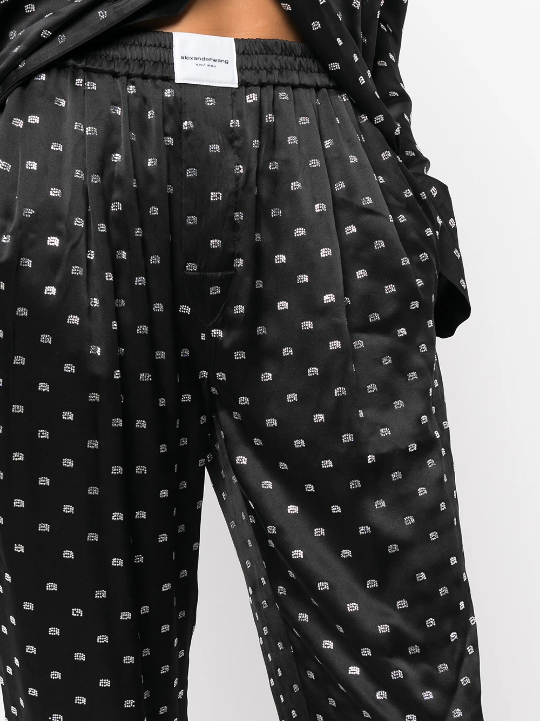 logo jacquard silk pajama trousers