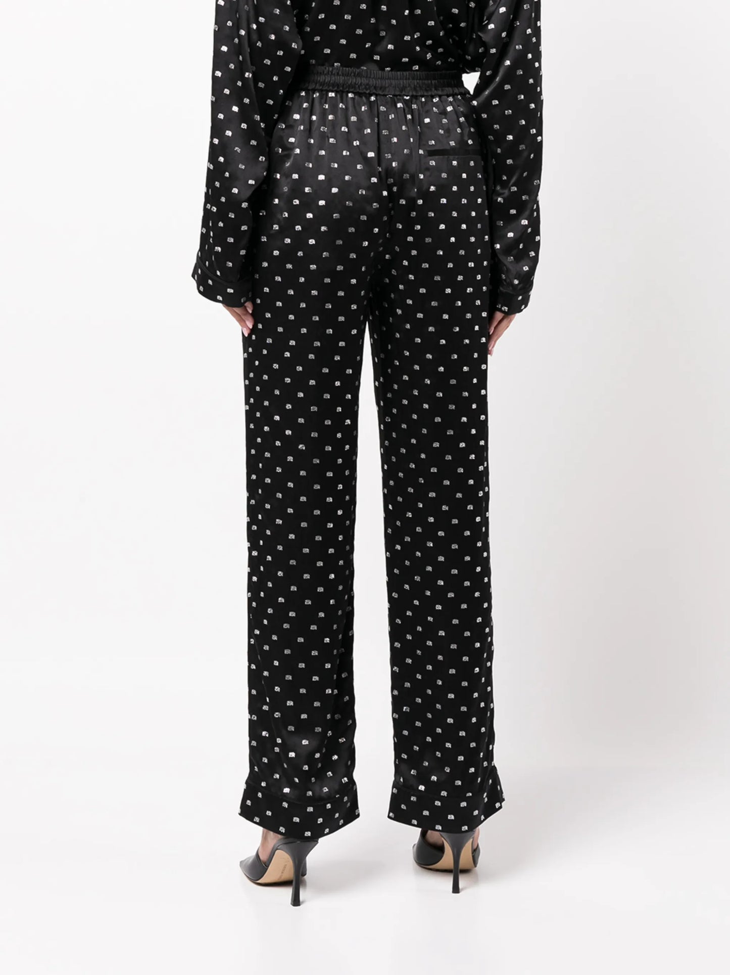 logo jacquard silk pajama trousers