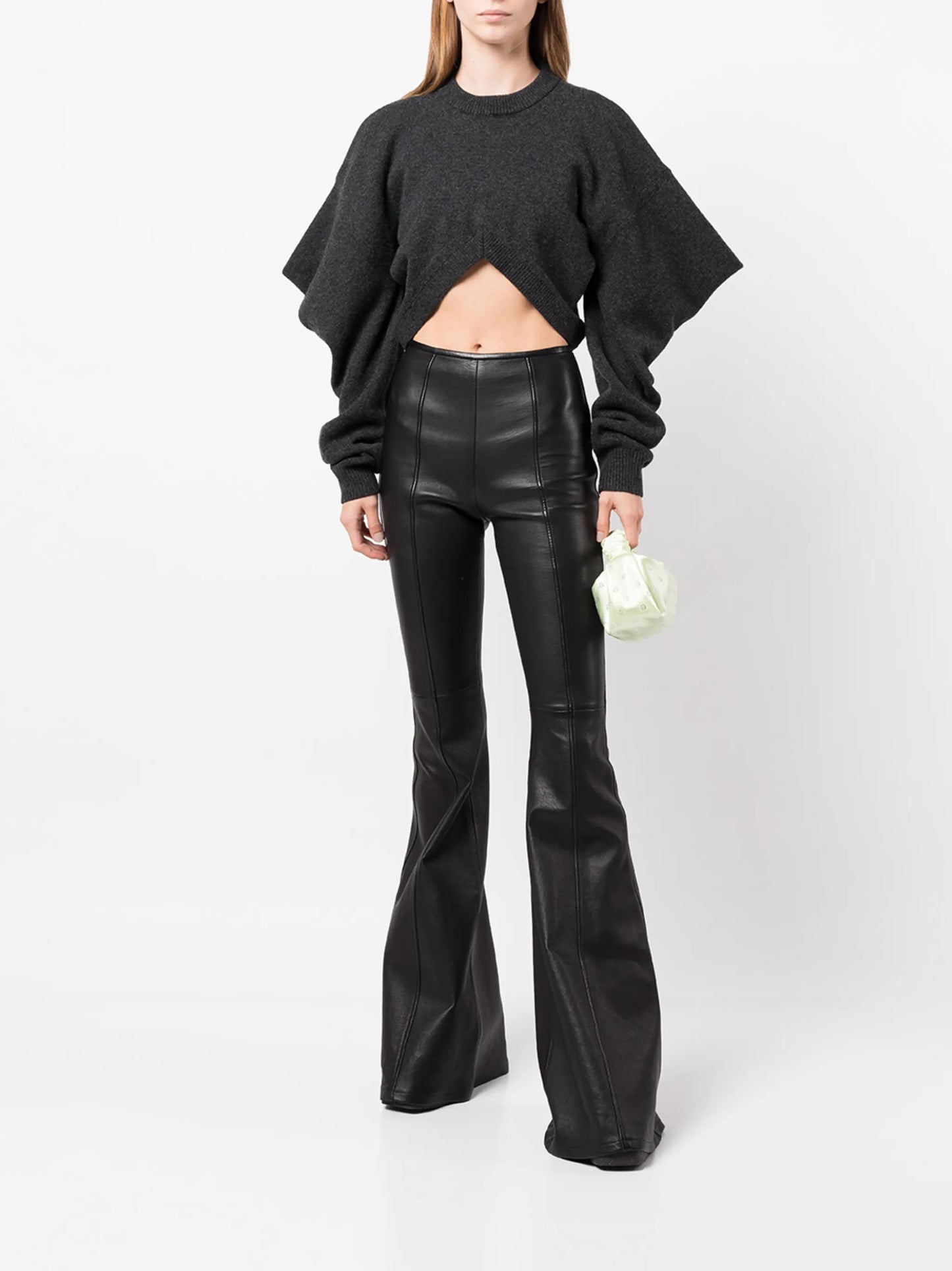 high-waisted flared trousers