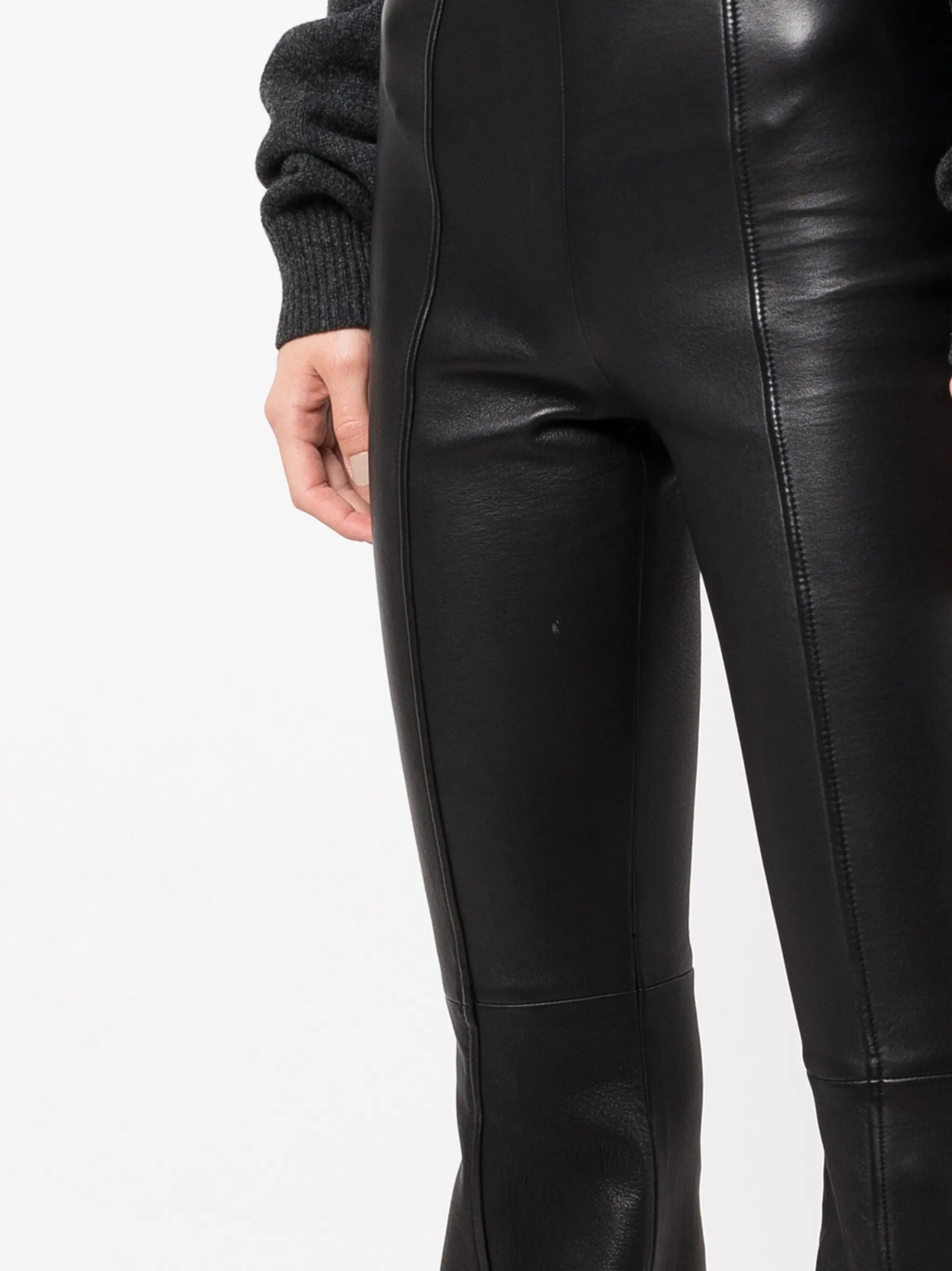 high-waisted flared trousers