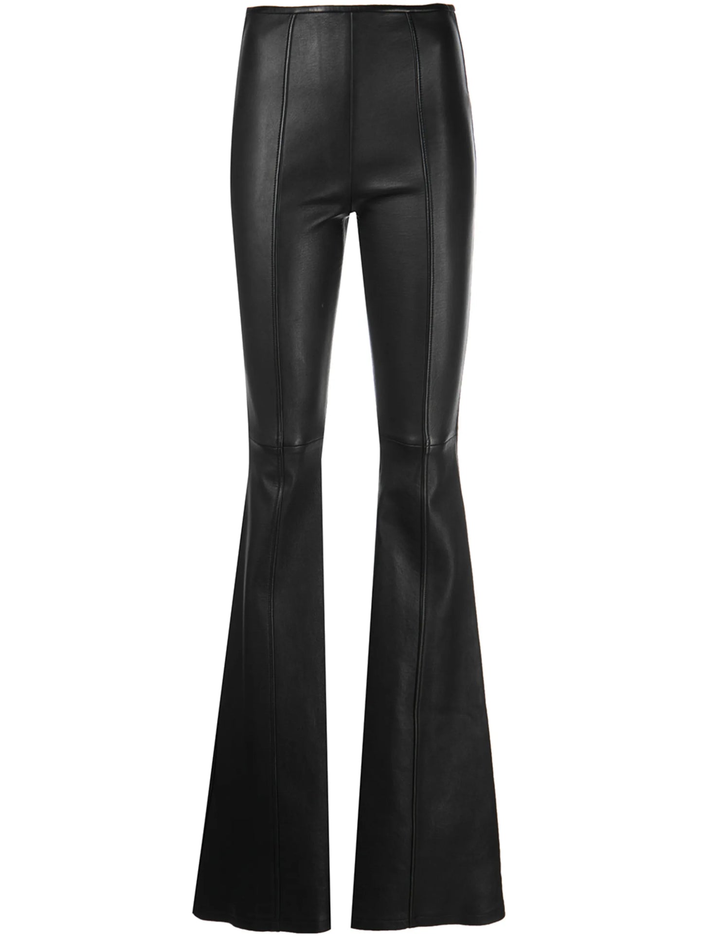 high-waisted flared trousers
