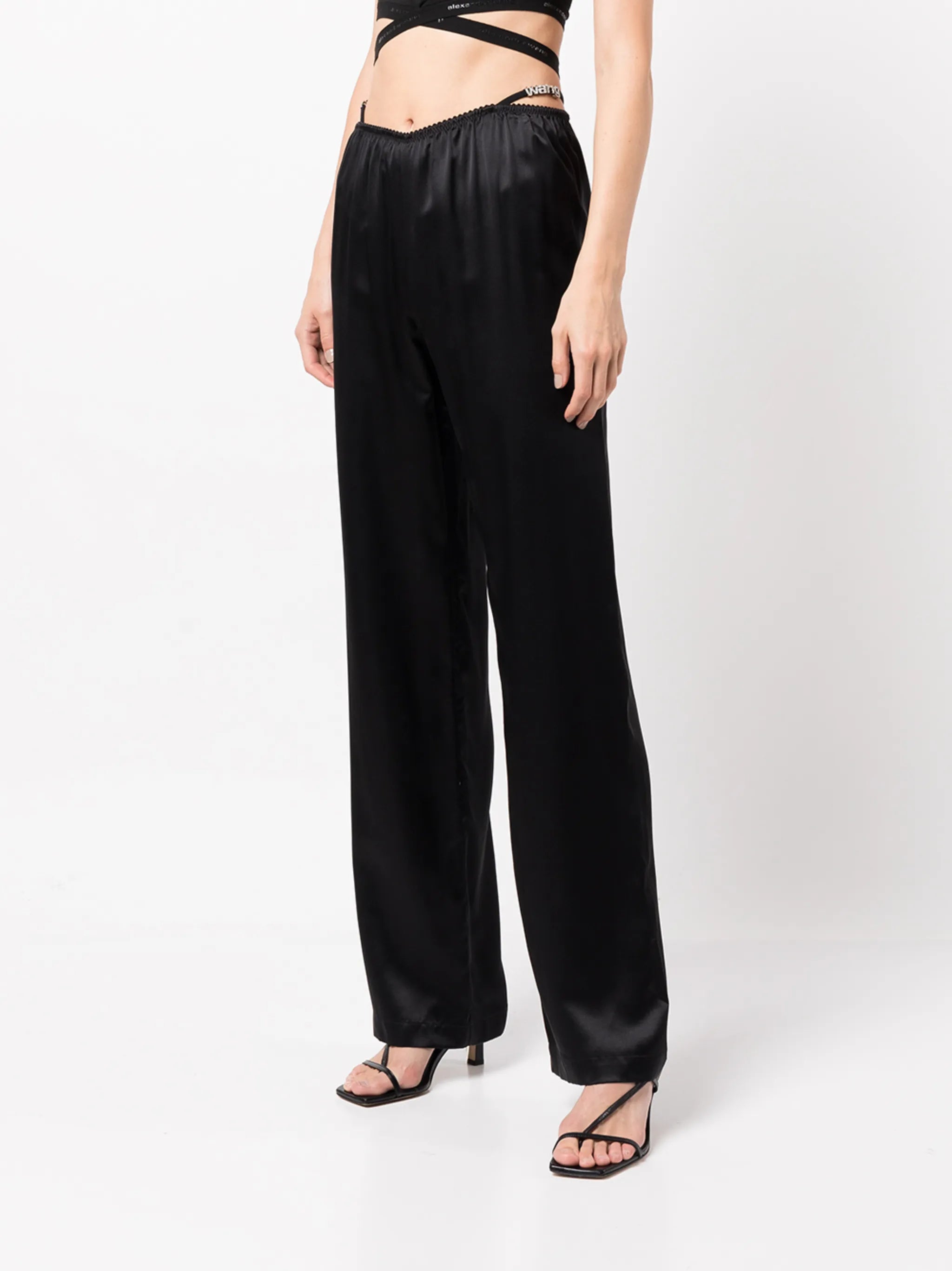 crystal thong satin trousers