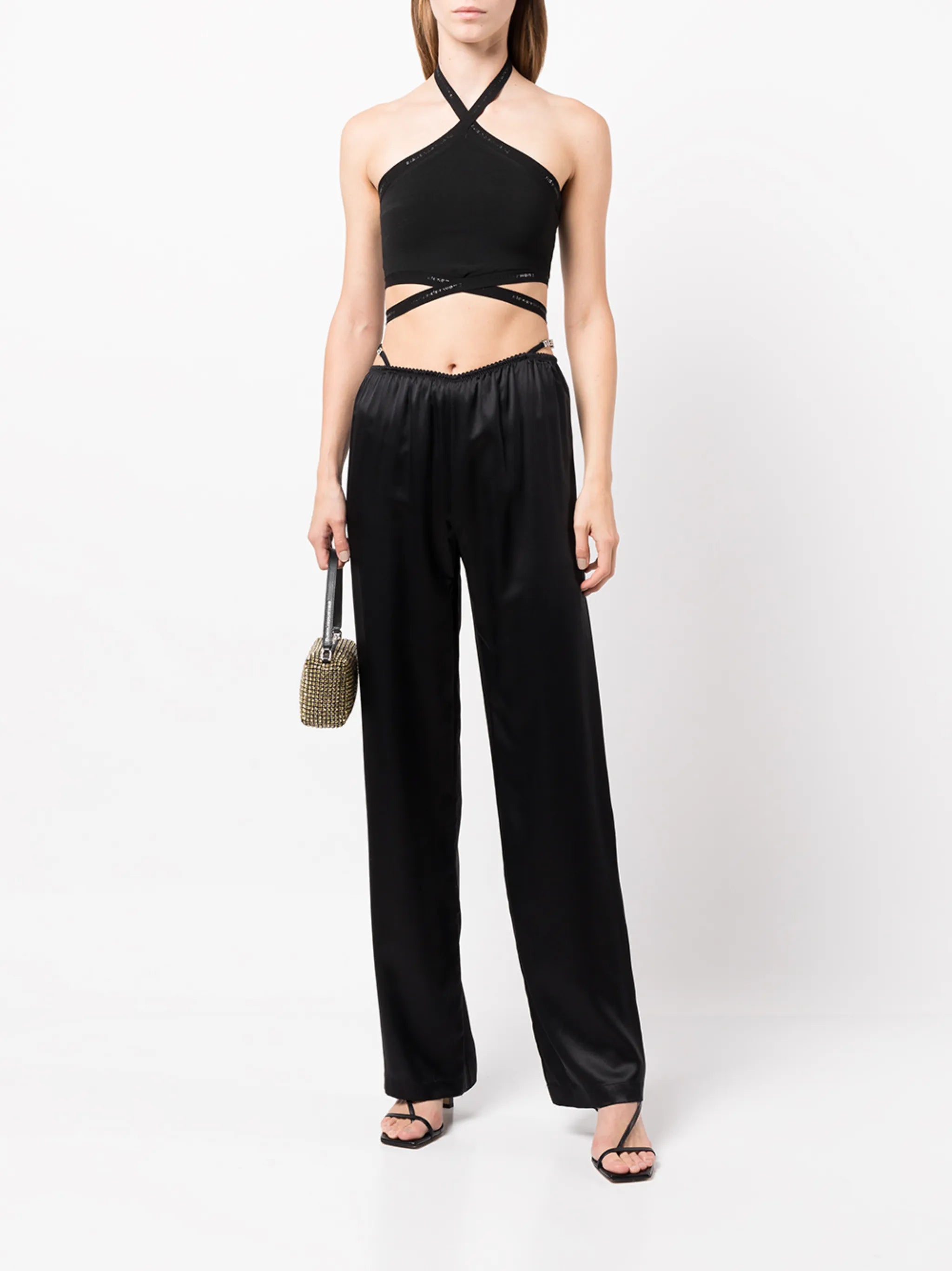 crystal thong satin trousers