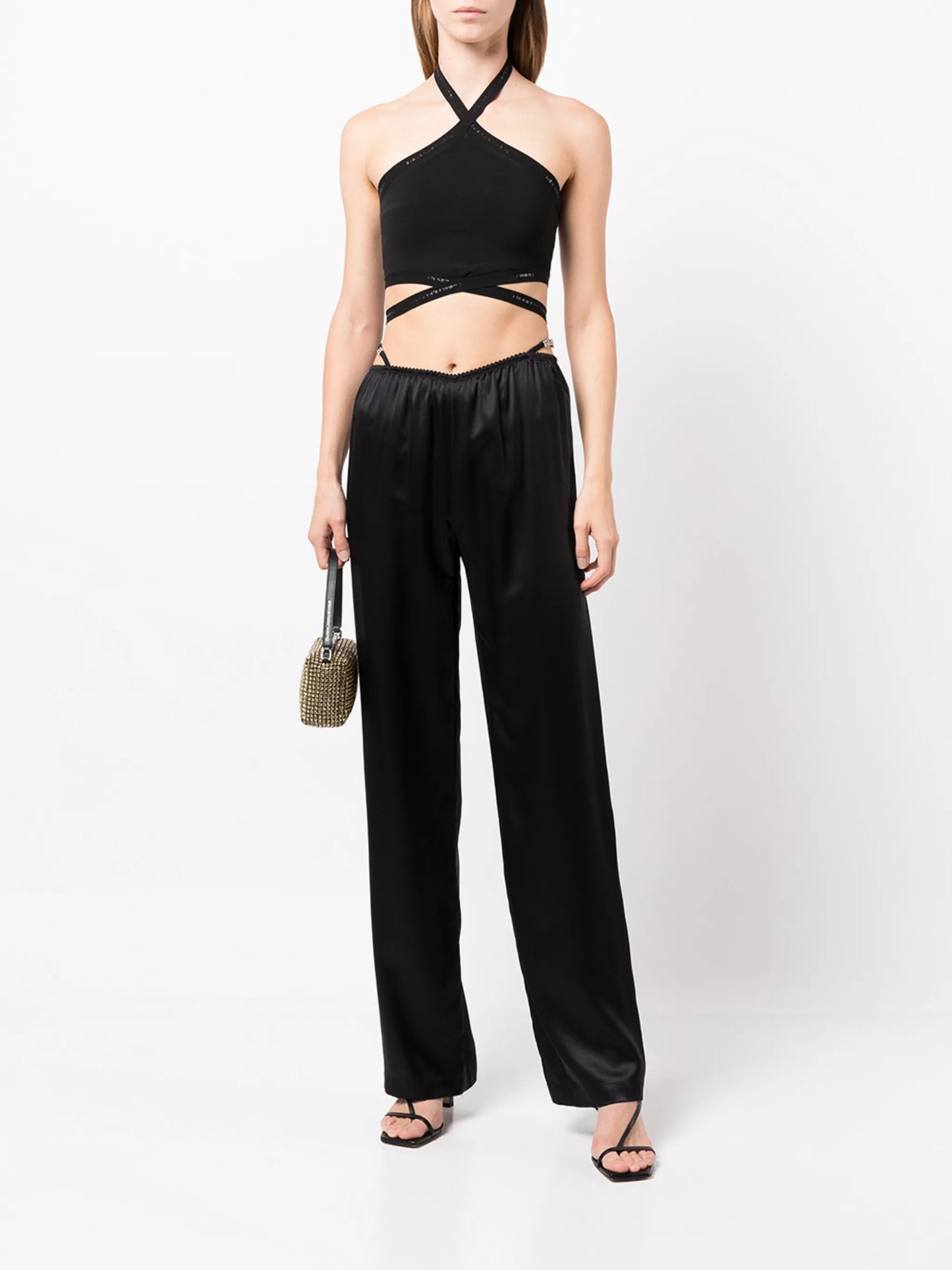 crystal thong satin trousers