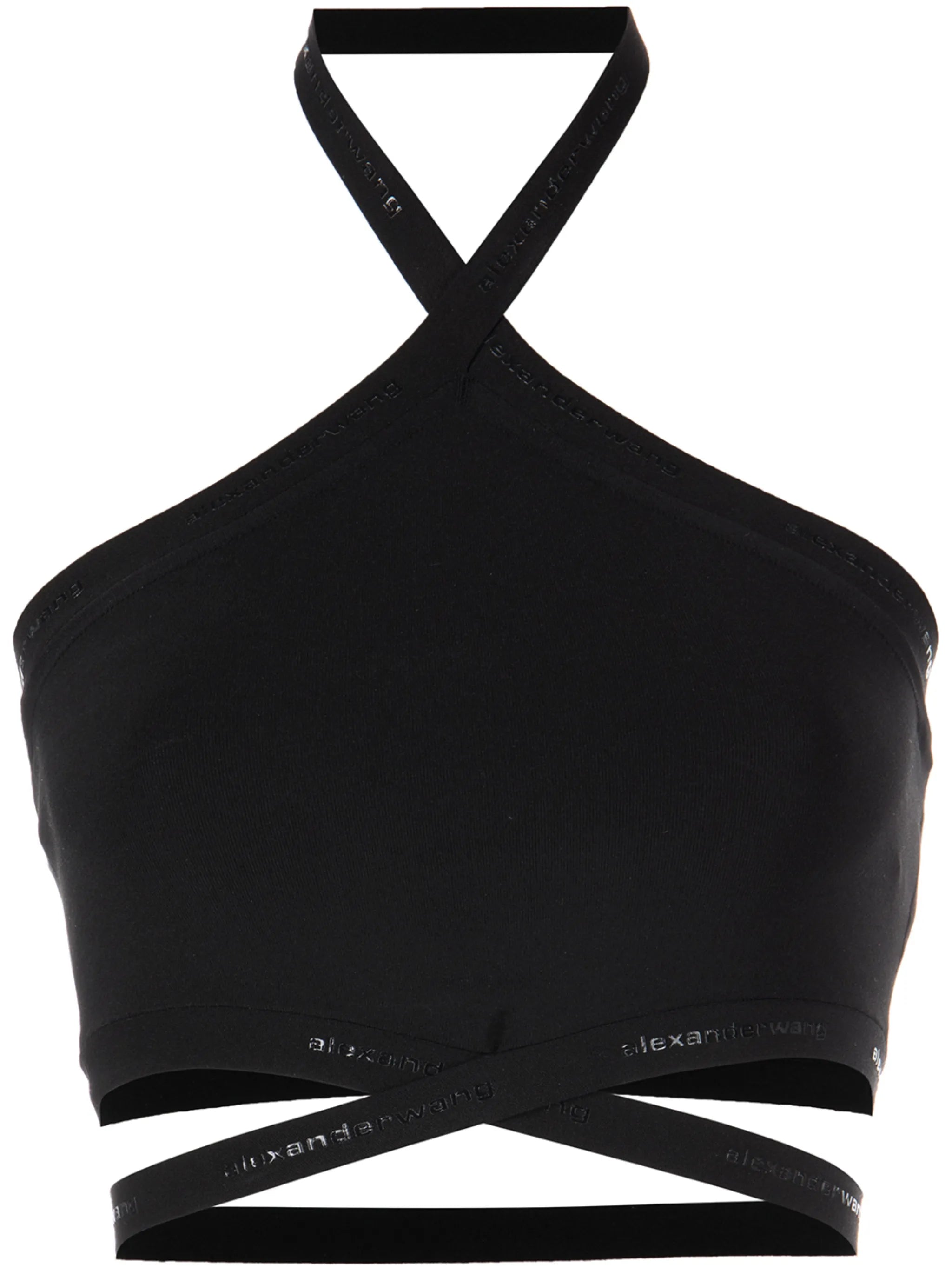 halterneck crossed logo vest