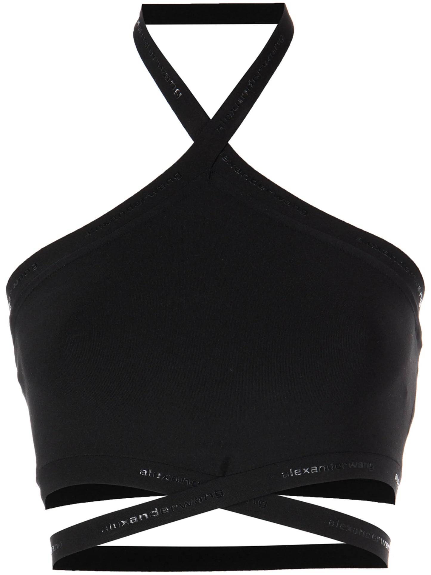 halterneck crossed logo vest