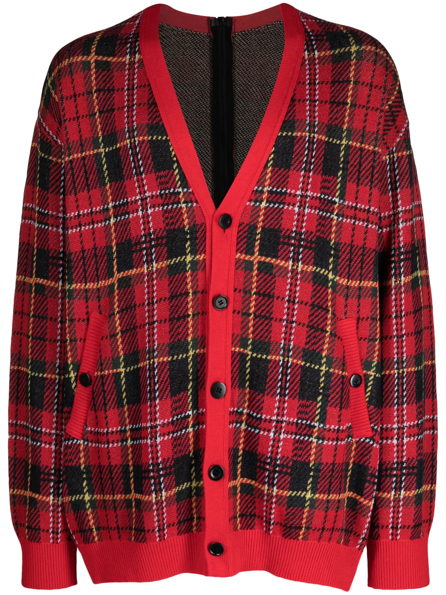 plaid-check cotton cardigan