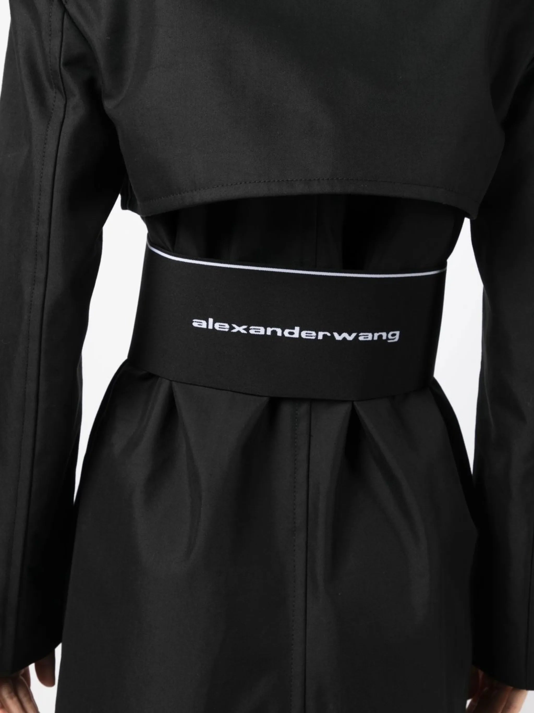elasticated-logo trench coat