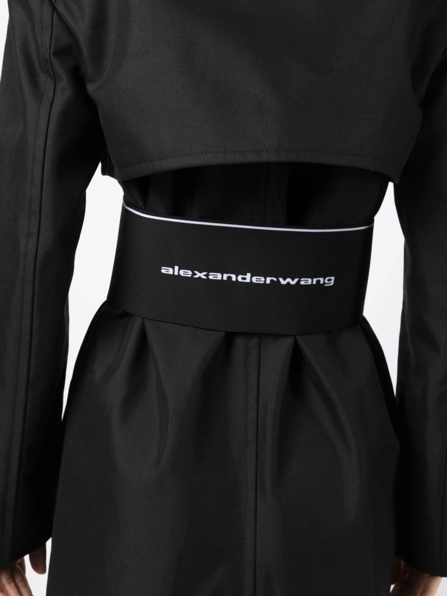 elasticated-logo trench coat