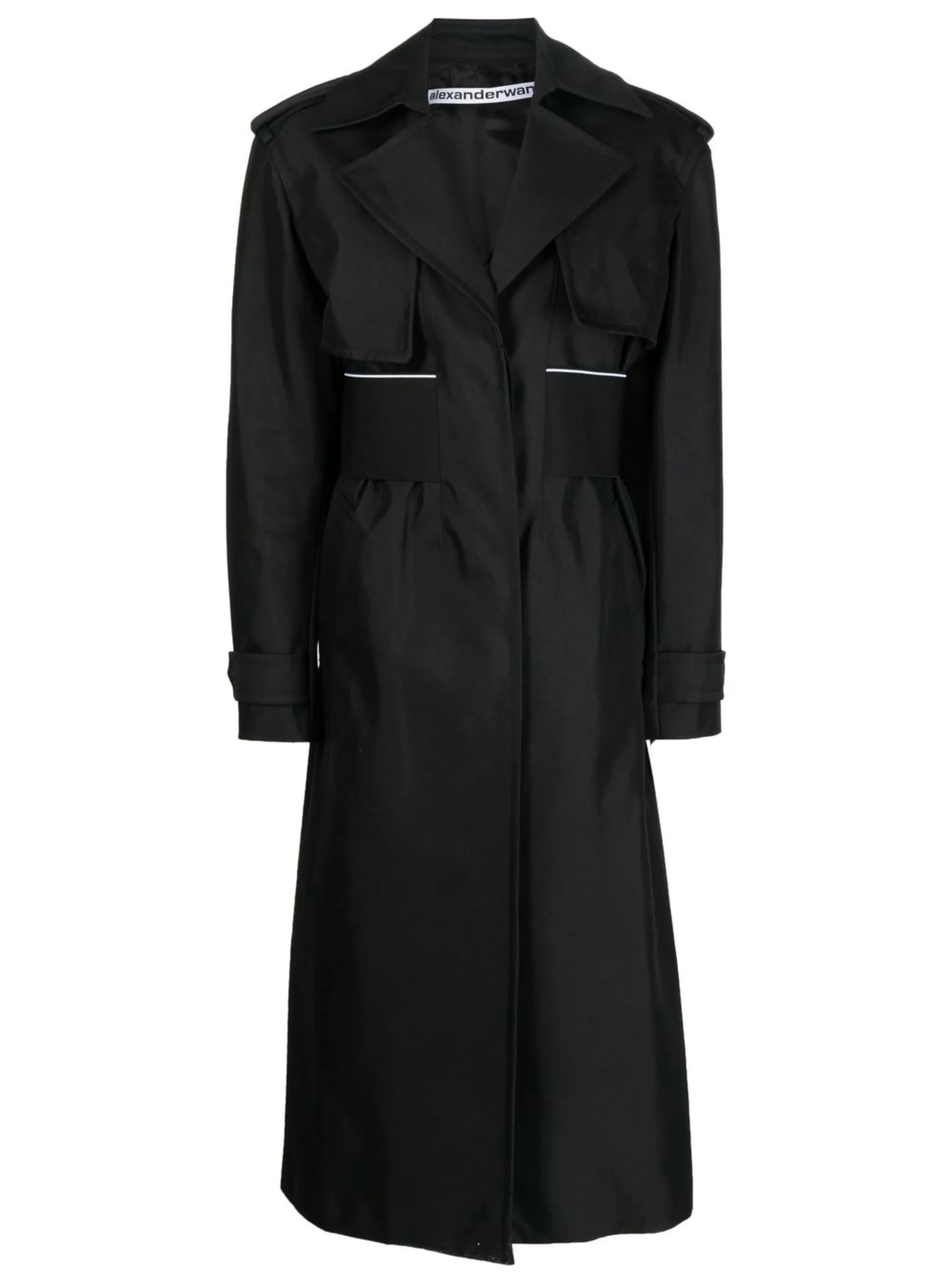 elasticated-logo trench coat