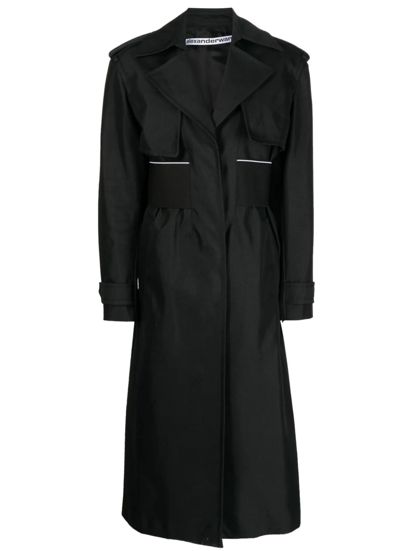 elasticated-logo trench coat