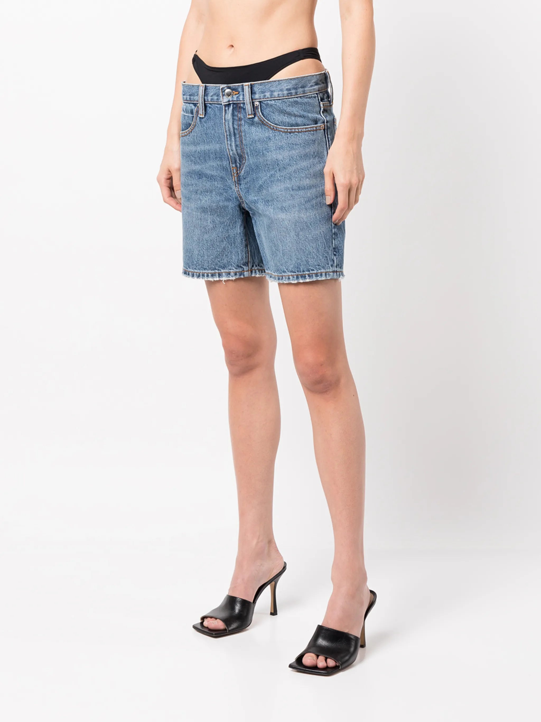 bikini-attached denim shorts