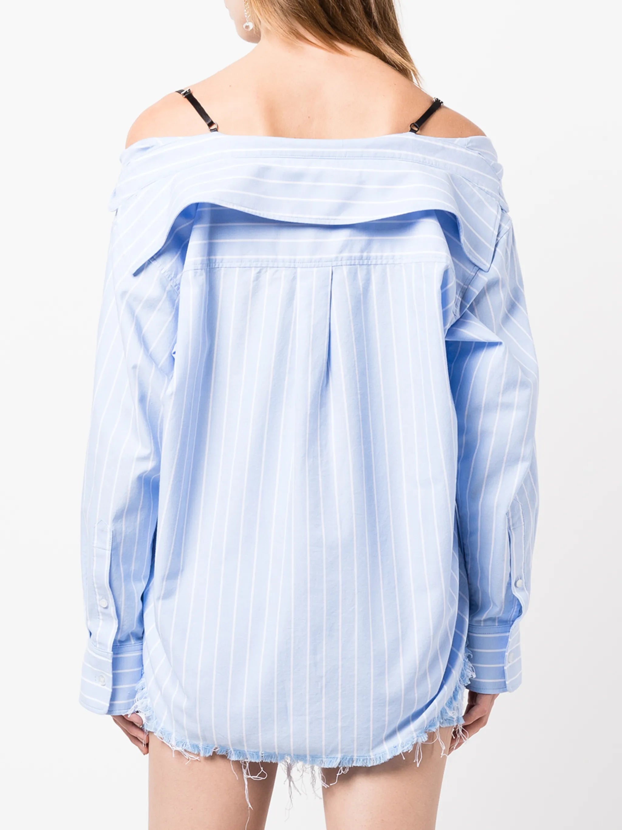 off-shoulder striped shirt