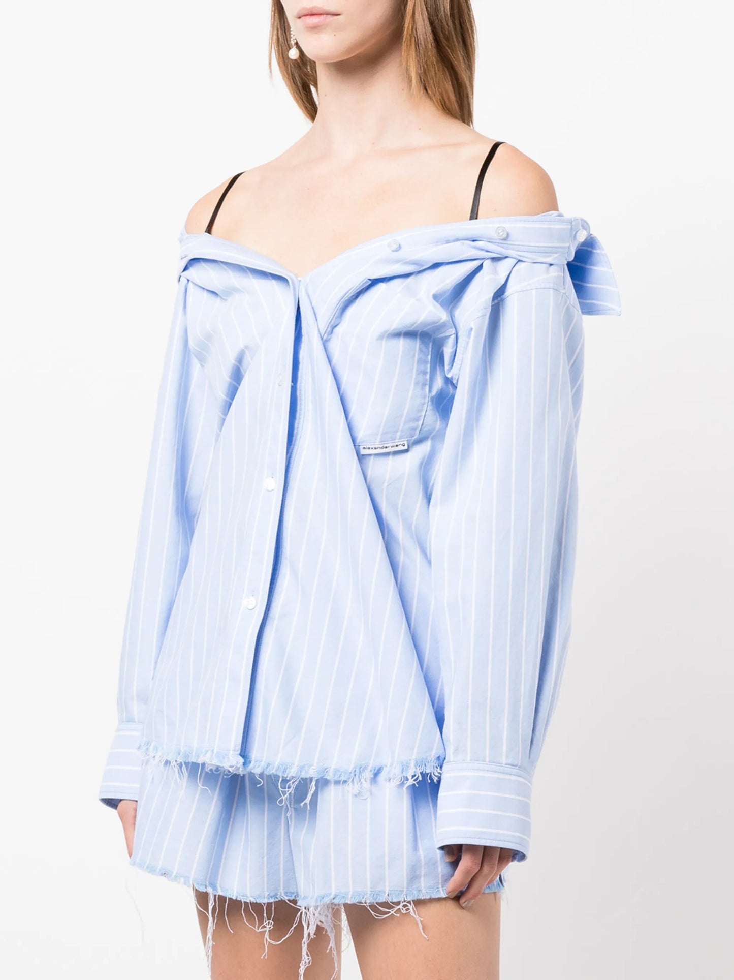 off-shoulder striped shirt