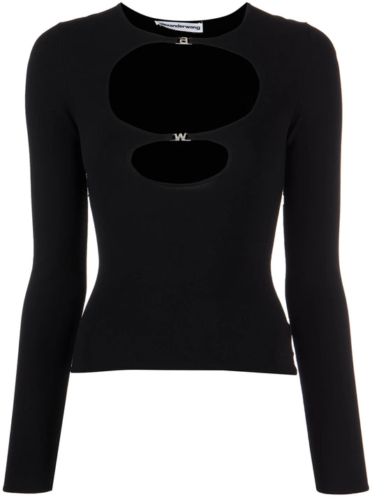 cut-out long-sleeved top