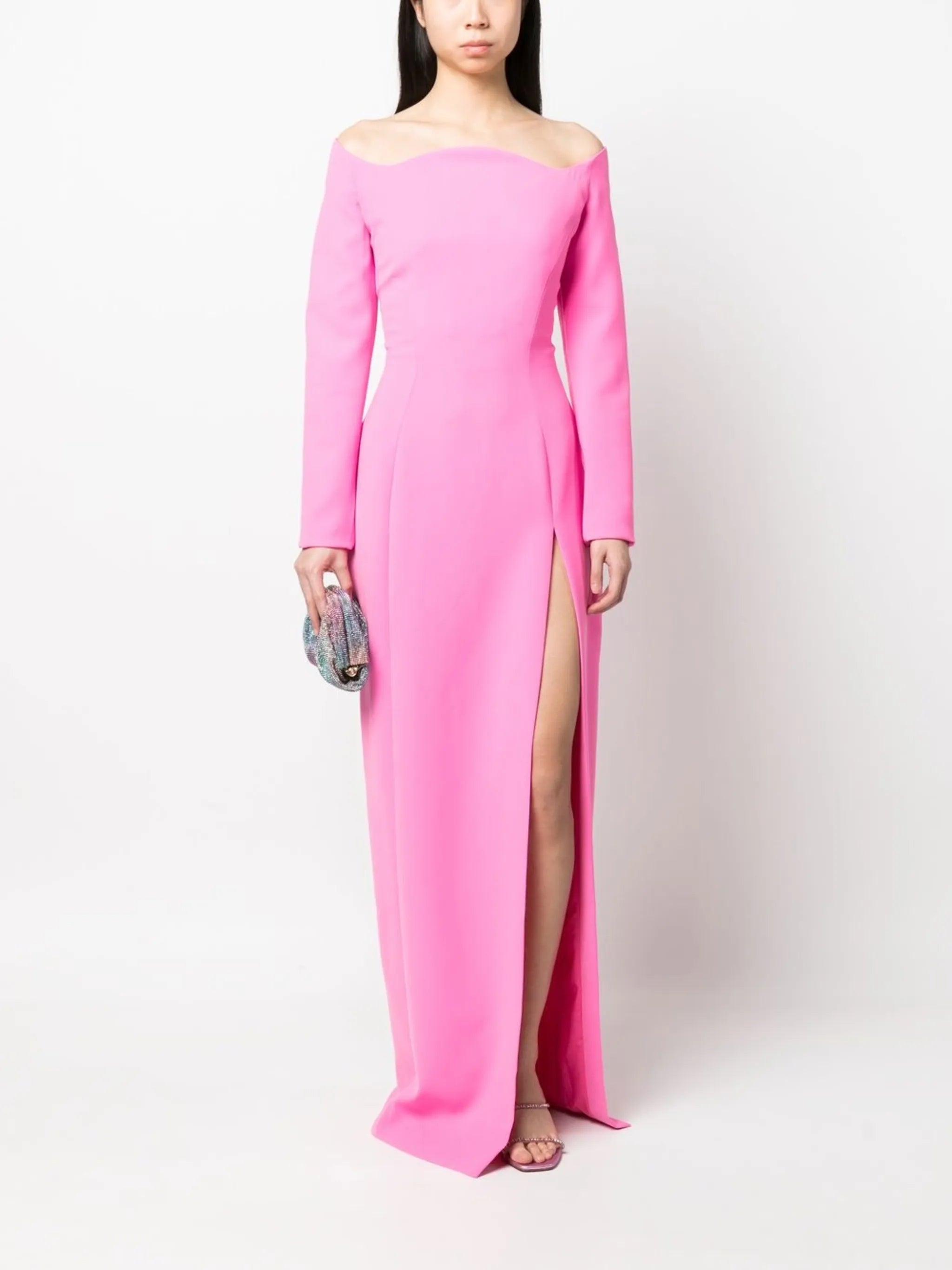 off-shoulder floor-length dress